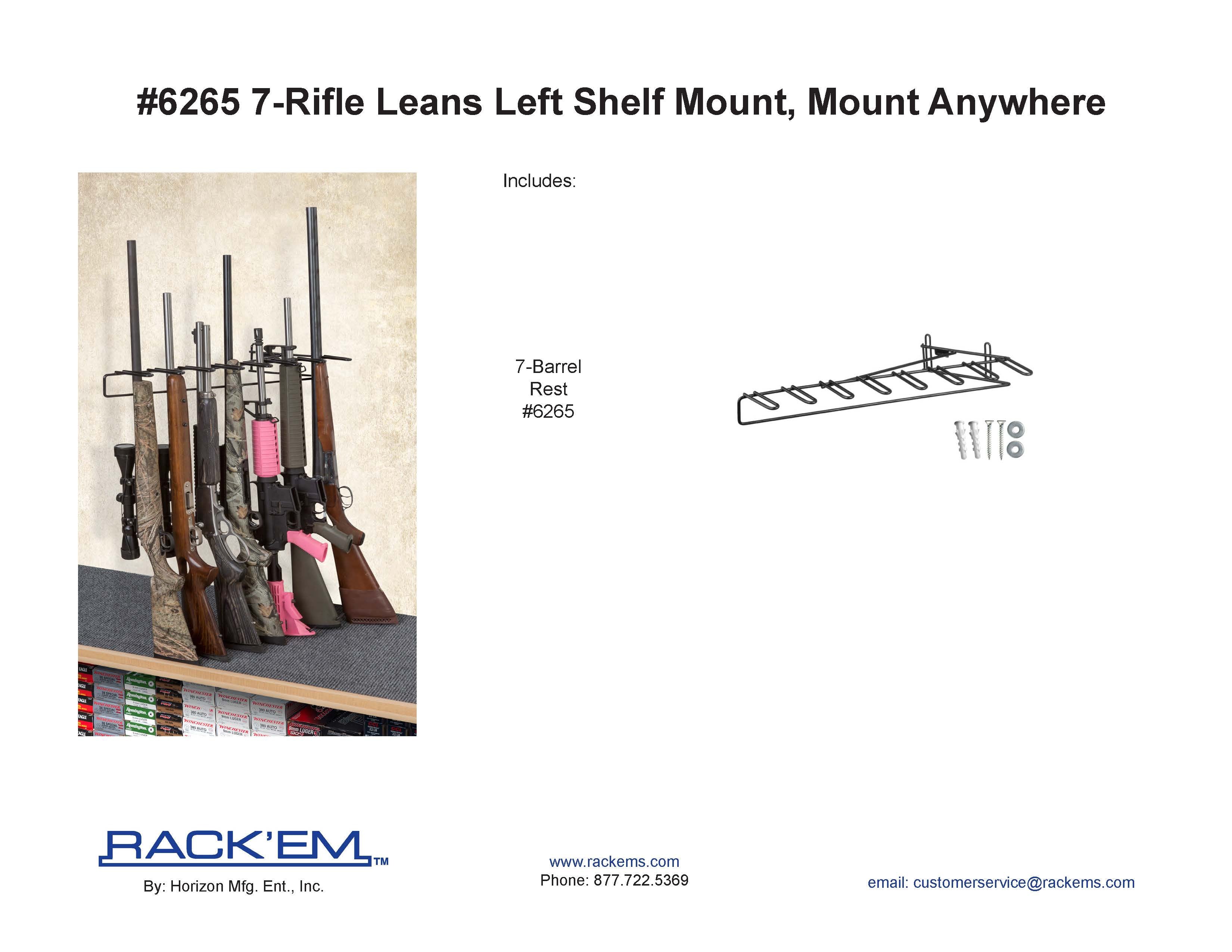 1’ 7 Rifle Leans Left Display Mount Anywhere (SKU: 6265)