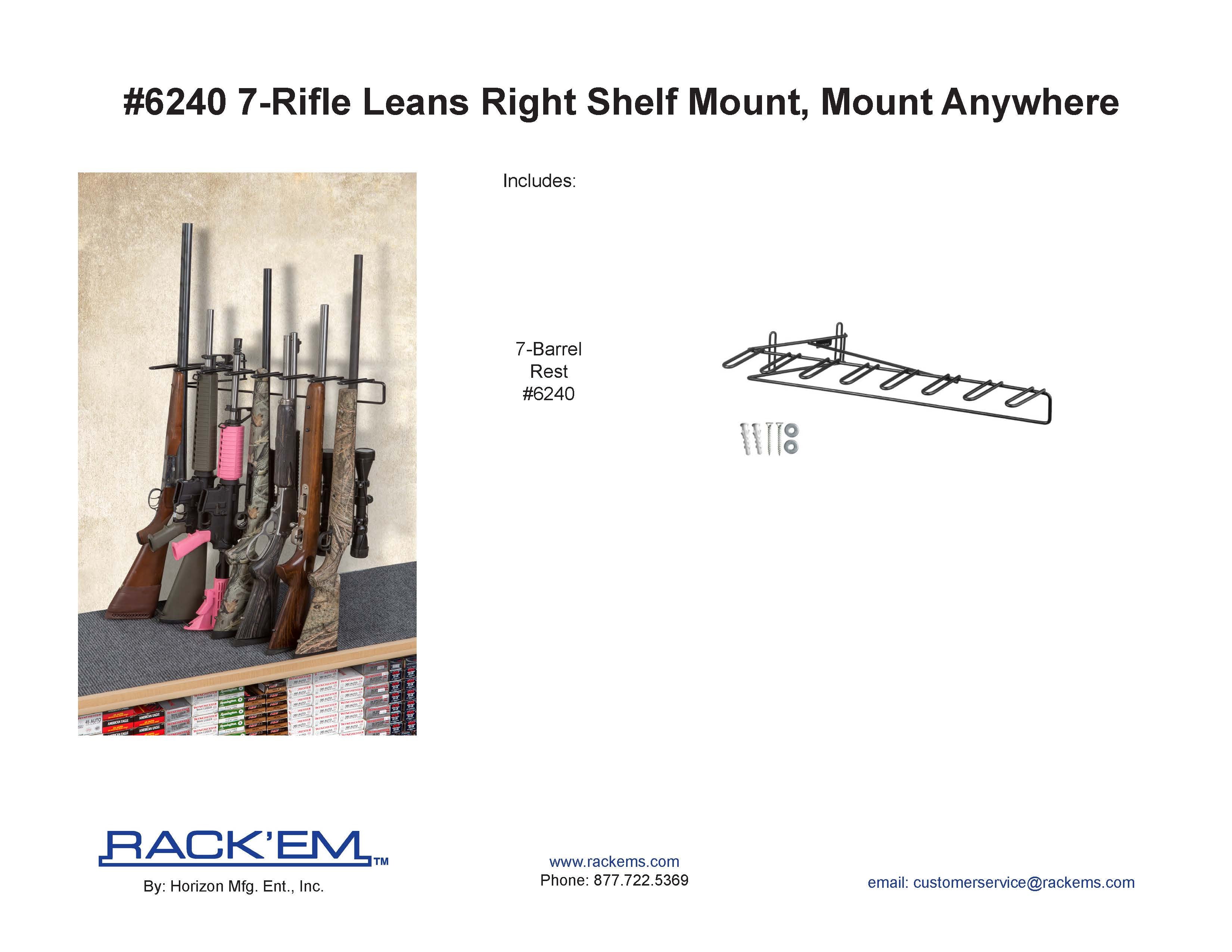 1’ 7 Rifle Leans Right Display Mount Anywhere (SKU: 6240)
