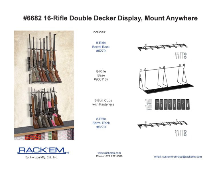 Rackem - 2’ 16 Rifle Double Decker Display Wall