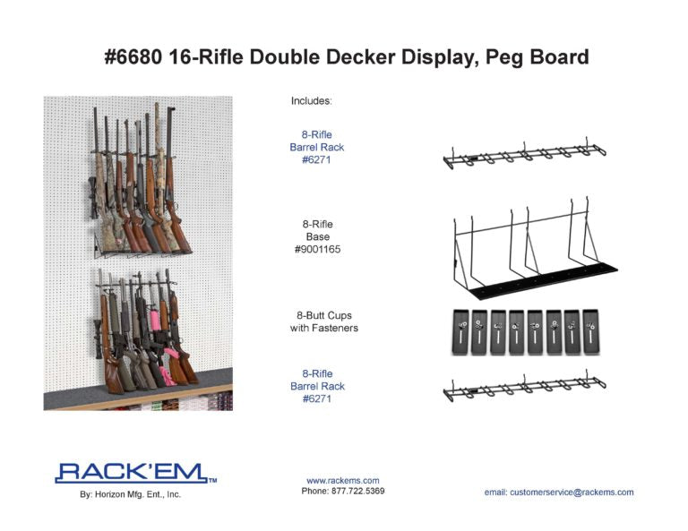 Rackem - 2’ 16 Rifle Double Decker Display Wall