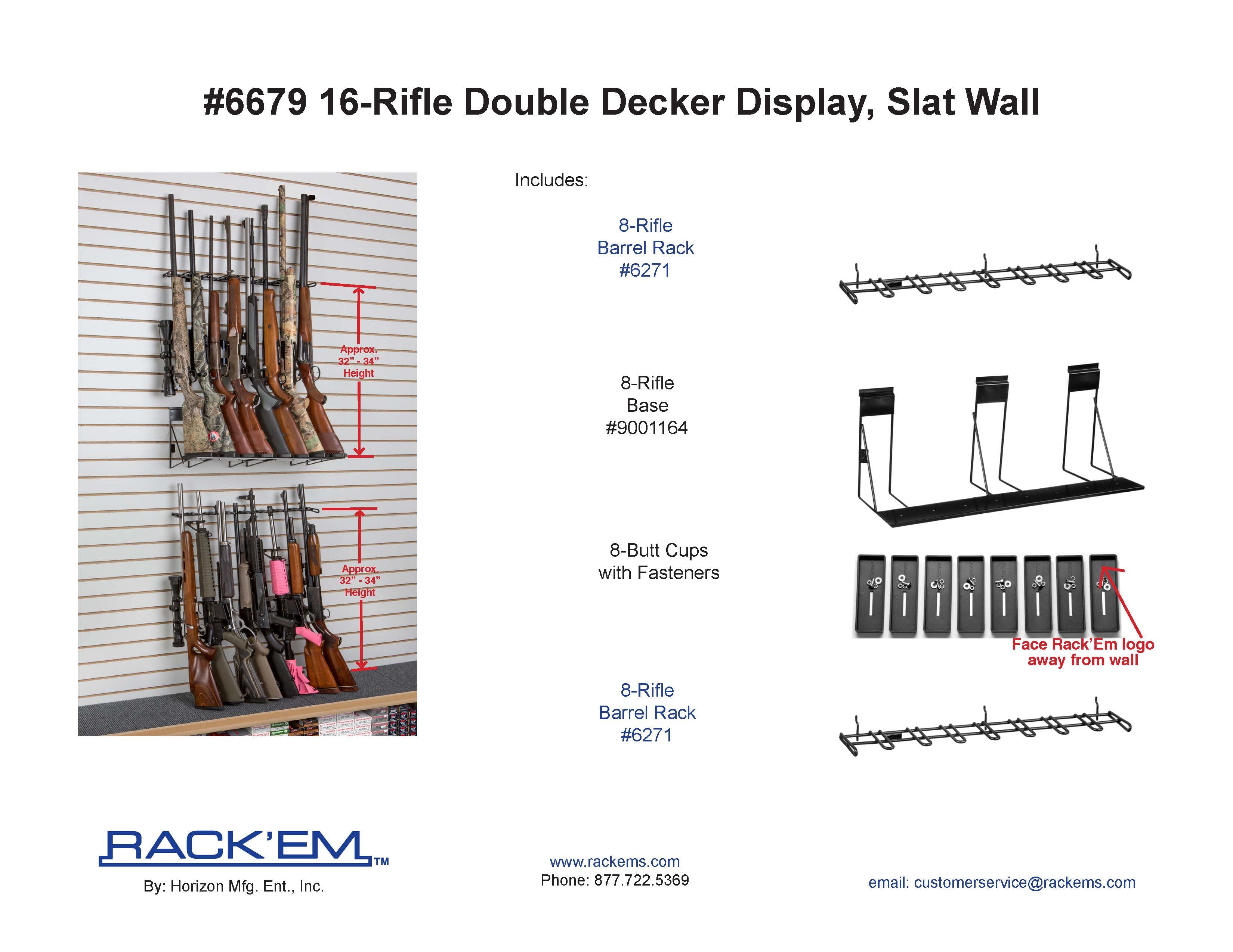 2’ 16 Rifle Double Decker Display Slat Wall (SKU: 6679)