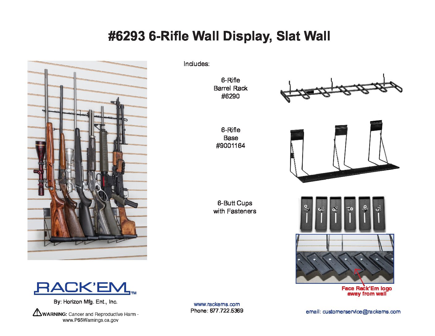 Rackem - 2’ 6-Rifle Slat Wall Display