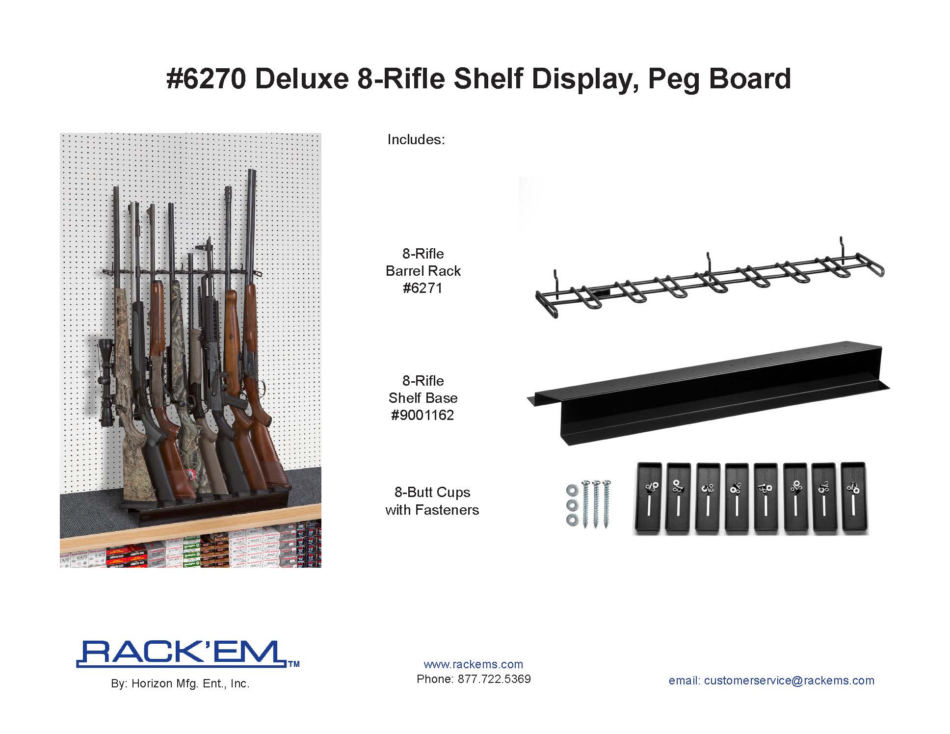 2’ 8 Rifle Deluxe Shelf Display Peg Board (SKU: 6270P)