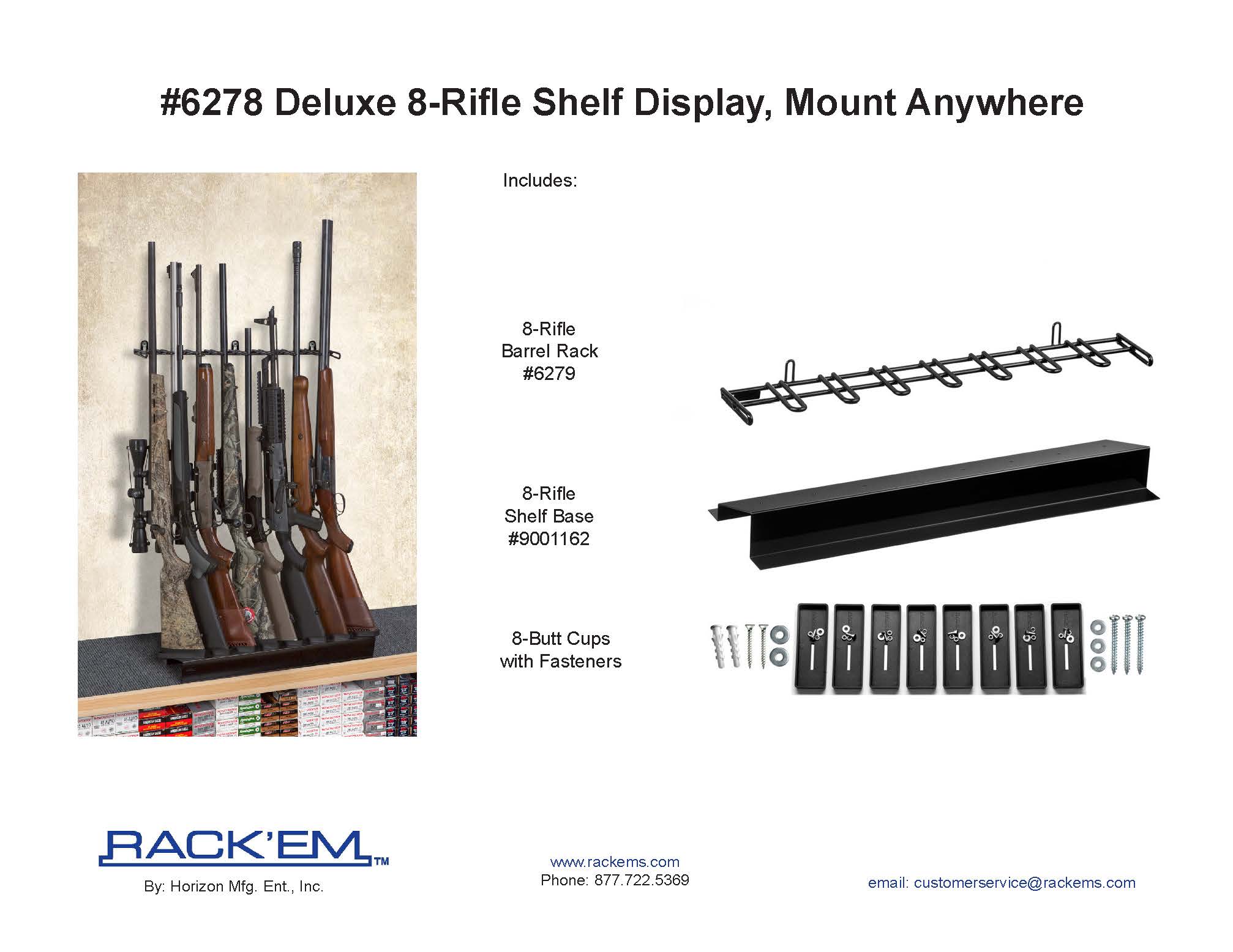 2’ 8 Rifle Deluxe Shelf Display Mount Anywhere (SKU: 6278)