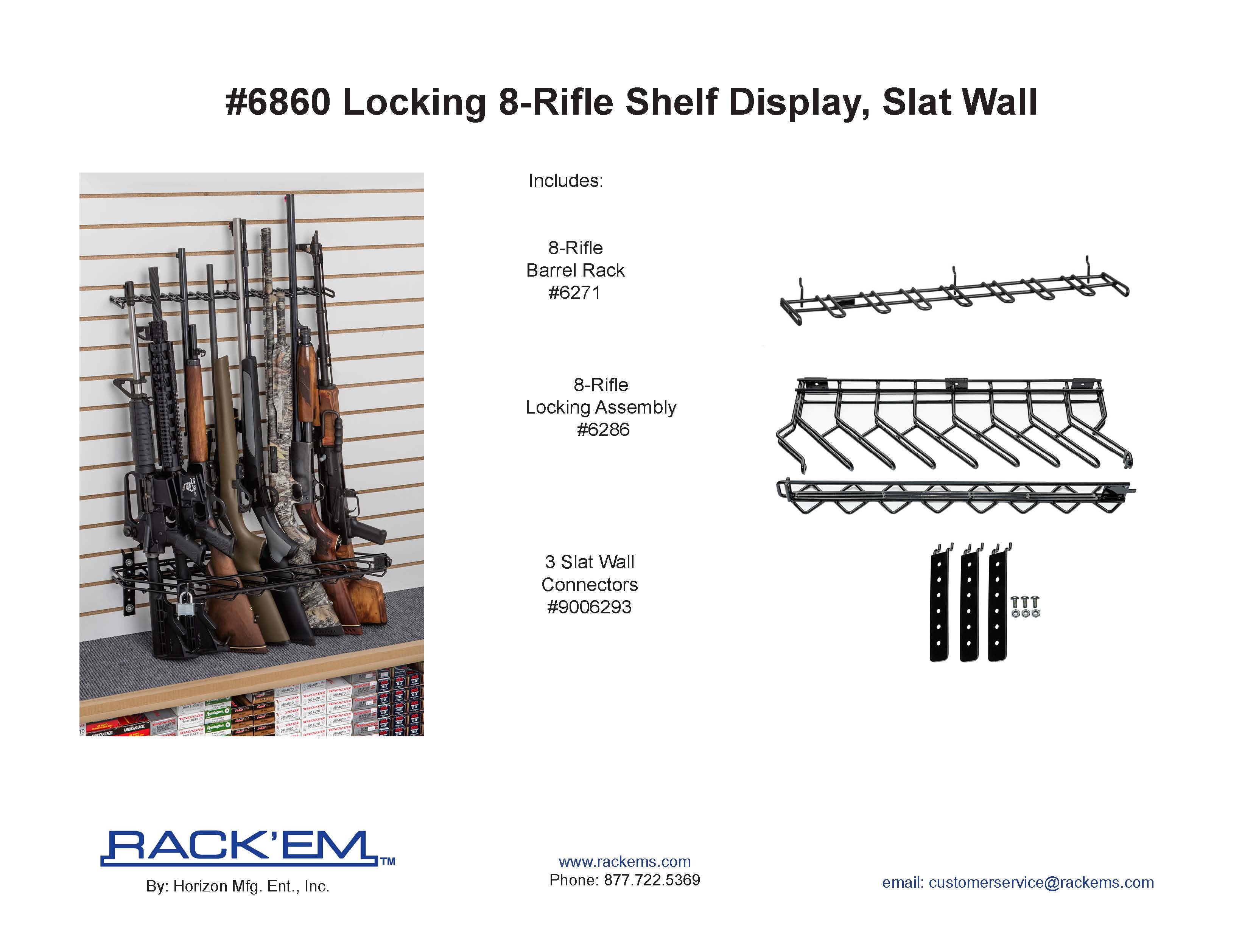 2' 8-Rifle Slat Wall/Peg Board Locking Shelf Display (SKU 6860)