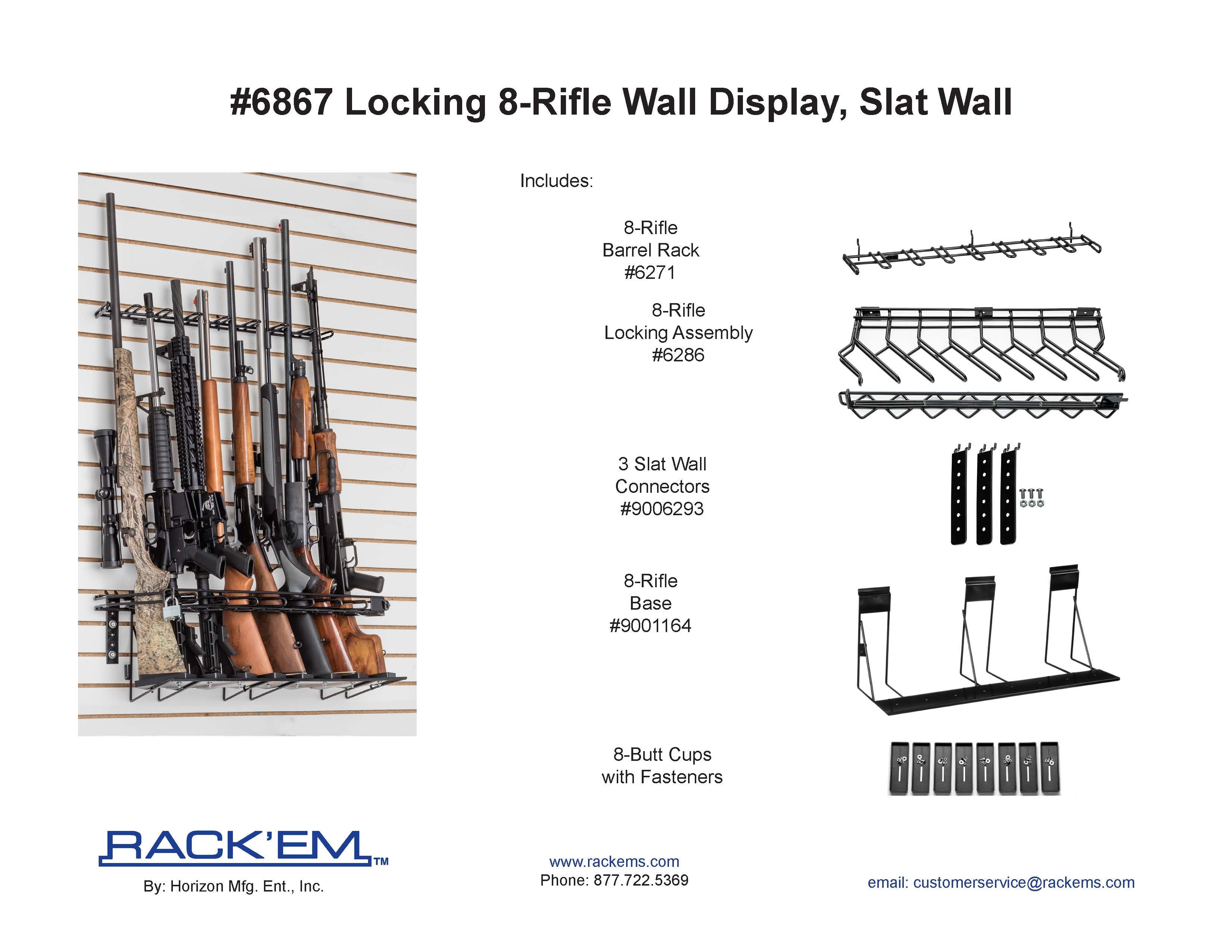 2' 8-Rifle Slat Wall Locking Wall Display (SKU 6867)