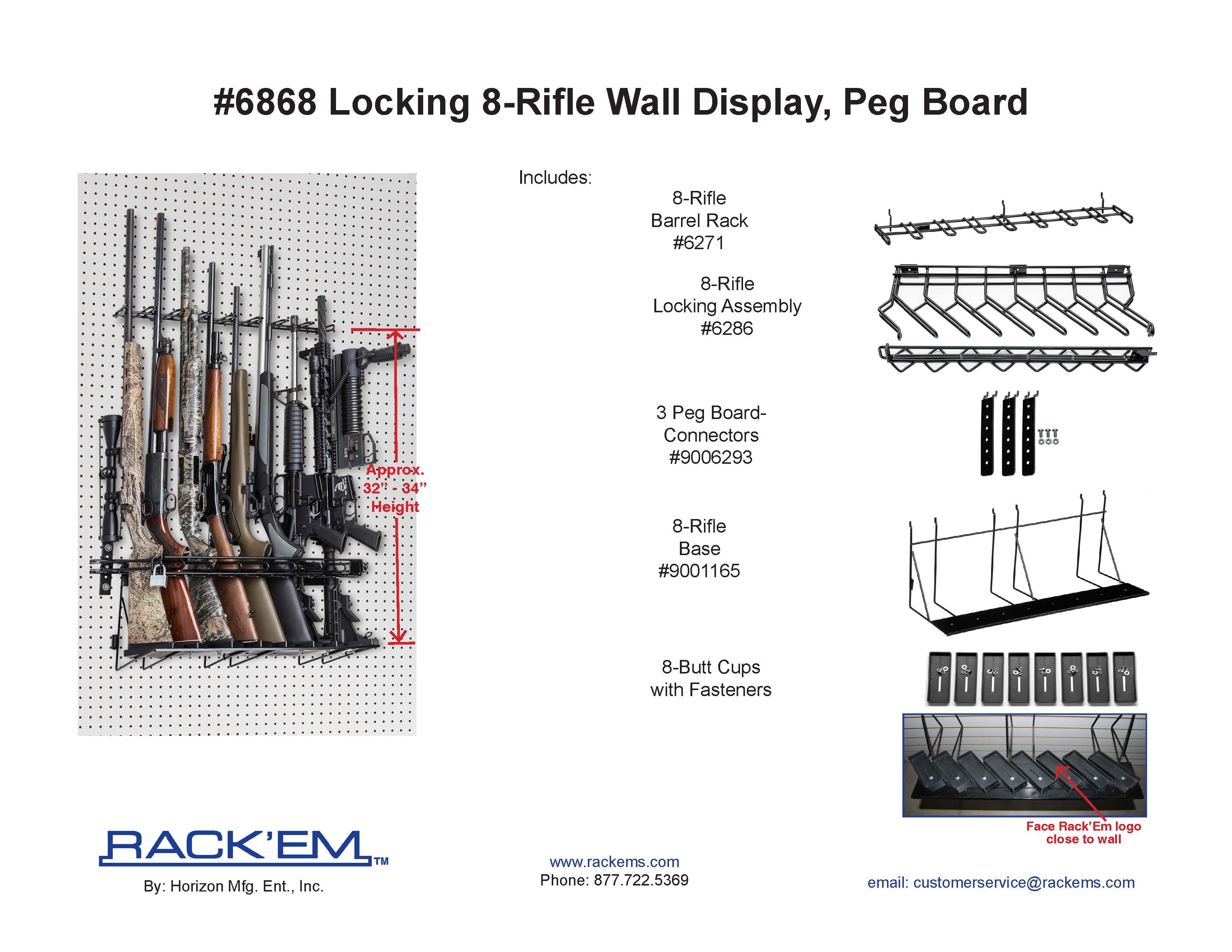 Rackem - 2’ 8-Rifle Locking Wall Display (SKU 6867)