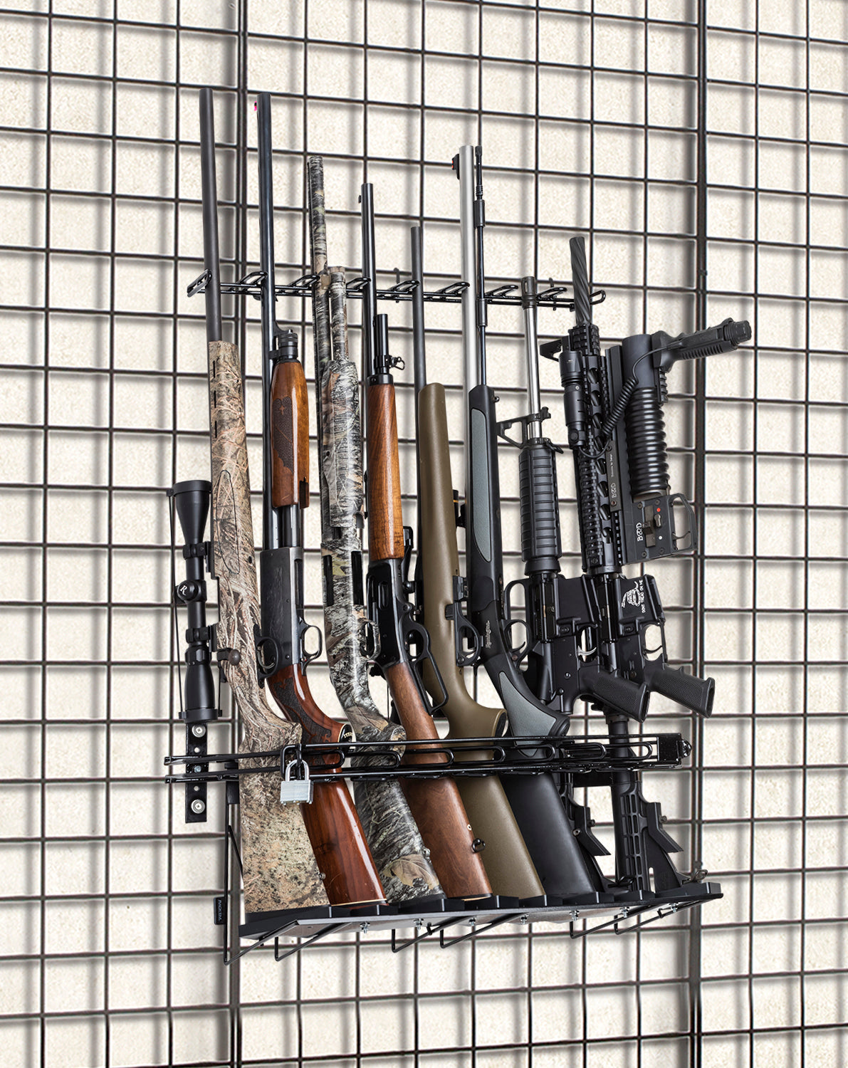 Rackem - 2’ 8-Rifle Locking Wall Display (SKU 6867) - Grid