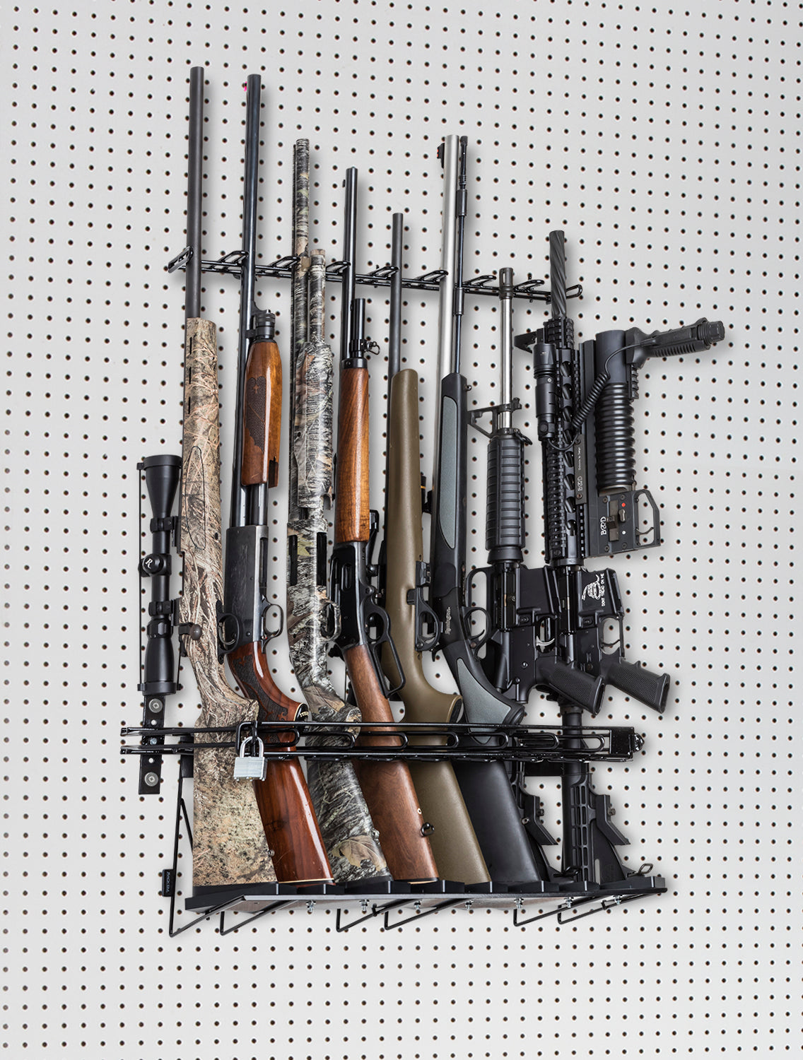 Rackem - 2’ 8-Rifle Locking Wall Display (SKU 6867) - Peg