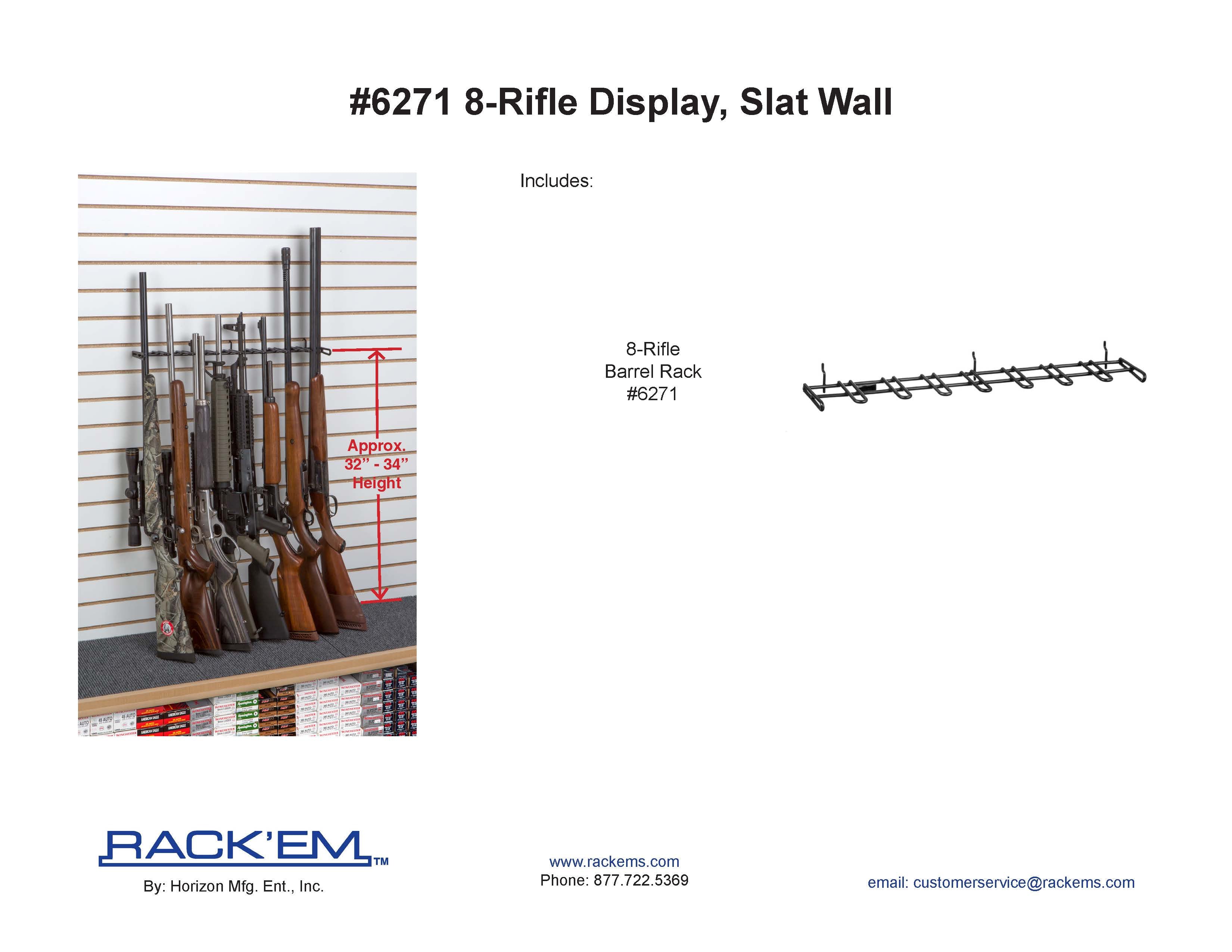 2' 8 Rifle Shelf Display Slat Wall (SKU: 6271S)