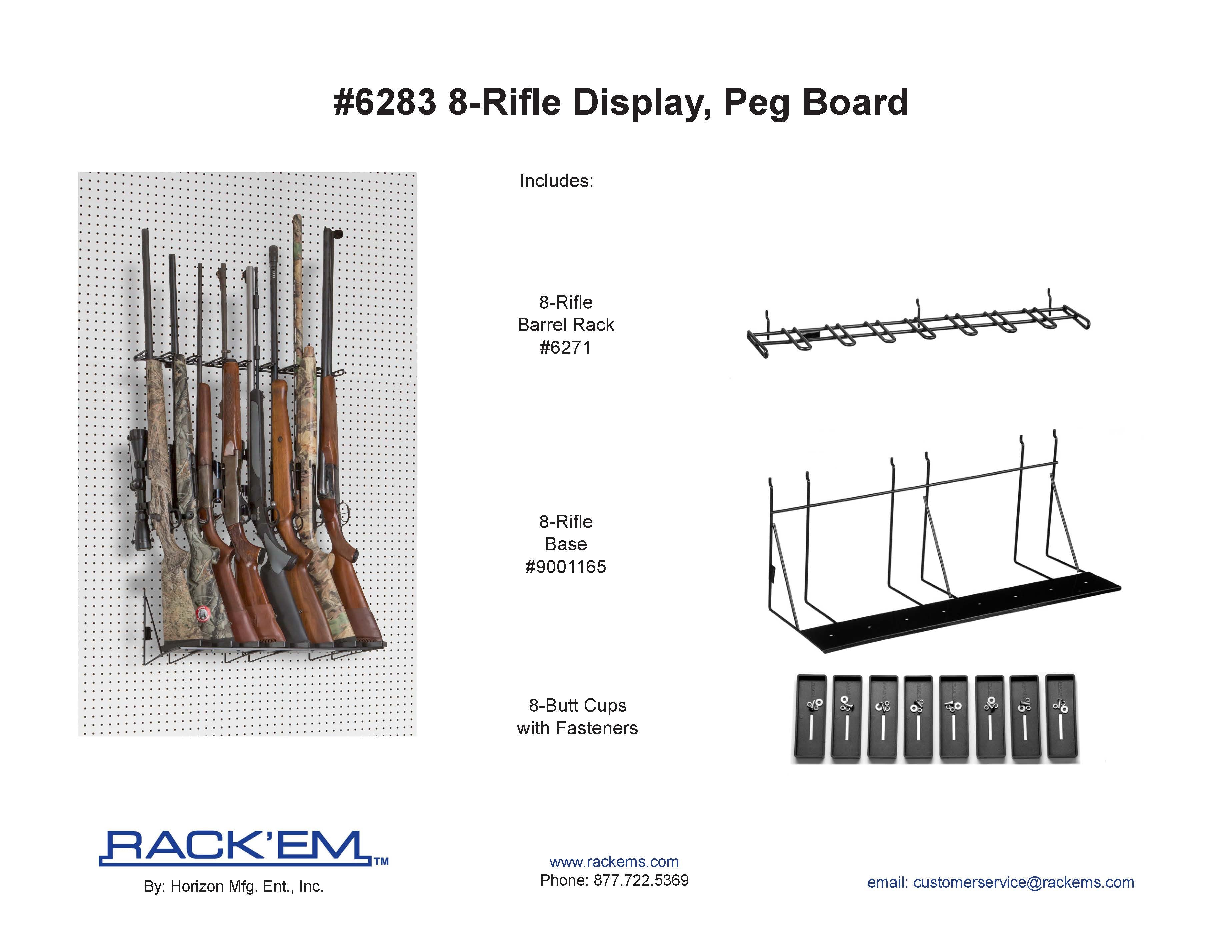 2’ 8 Rifle Wall Display Peg Board (SKU: 6283)