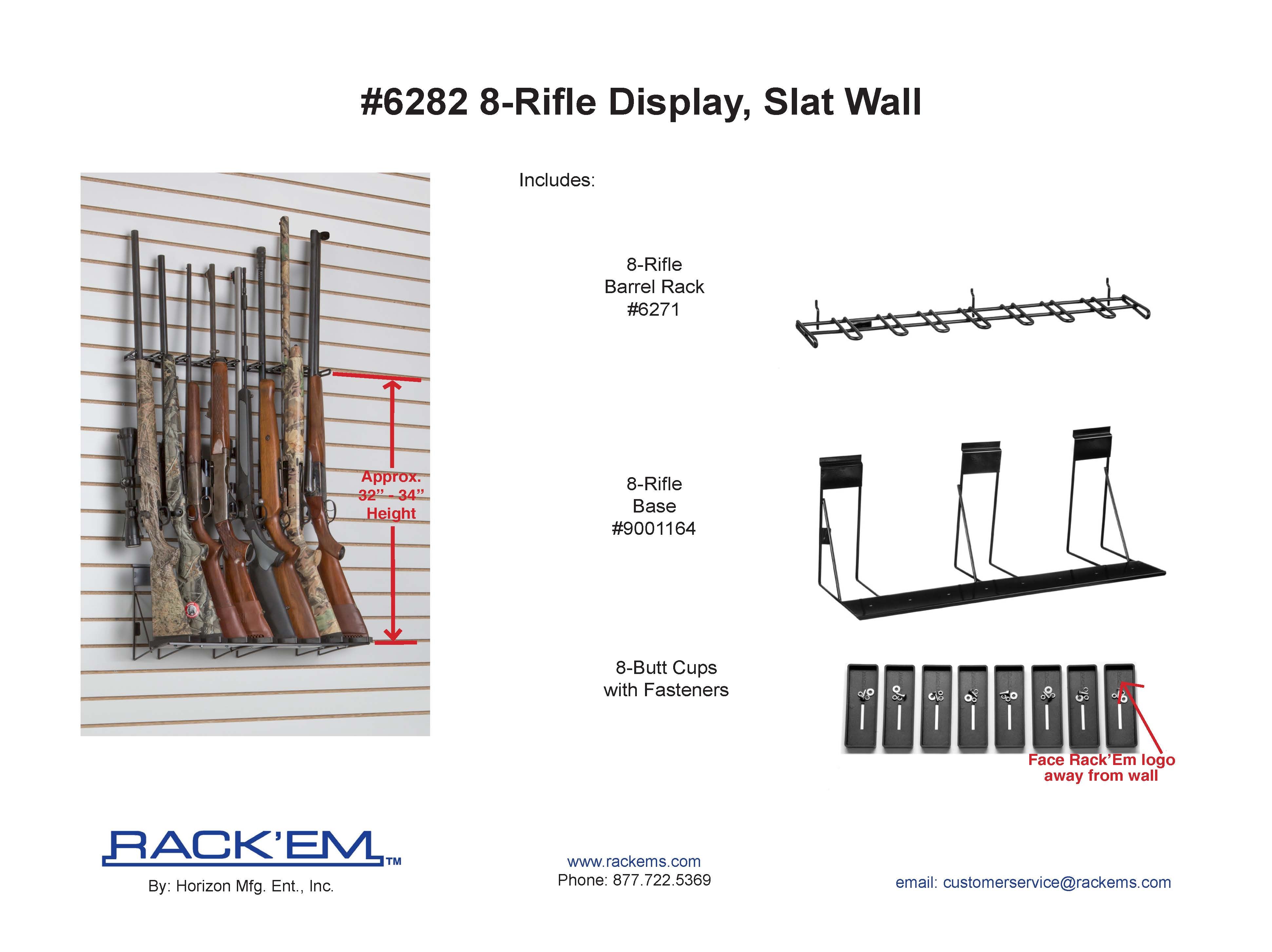 2’ 8 Rifle Wall Display Slat Wall (SKU: 6282)