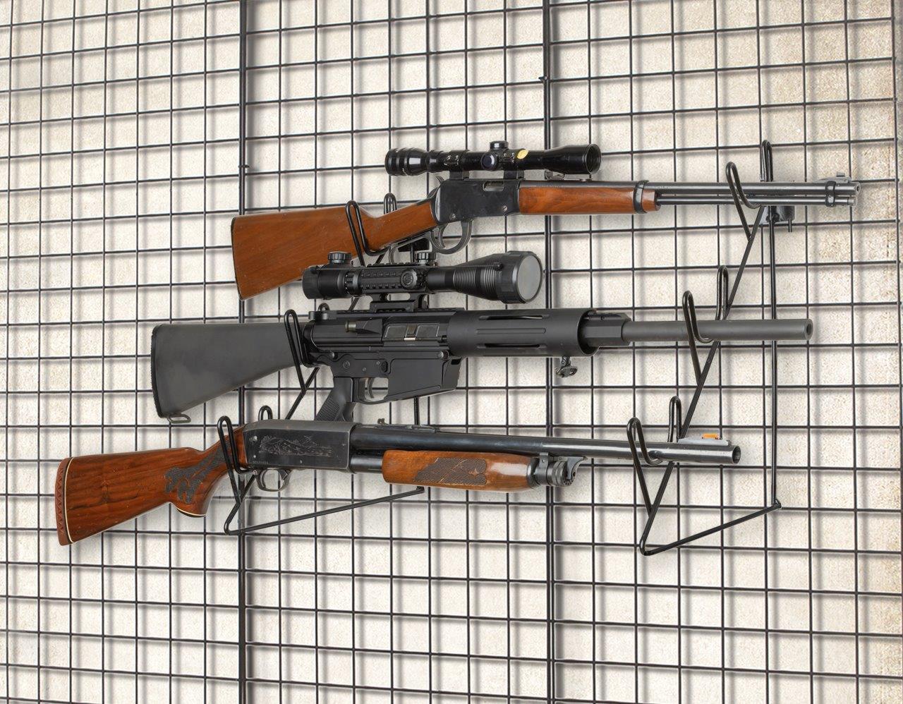 Rackem - 3 Rifle Waterfall Display - Grid Wall