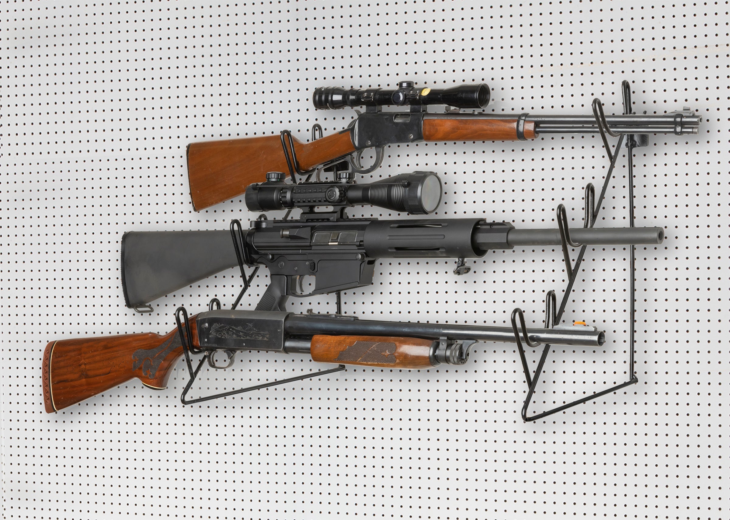 Rackem - 3 Rifle Waterfall Display - Peg Board
