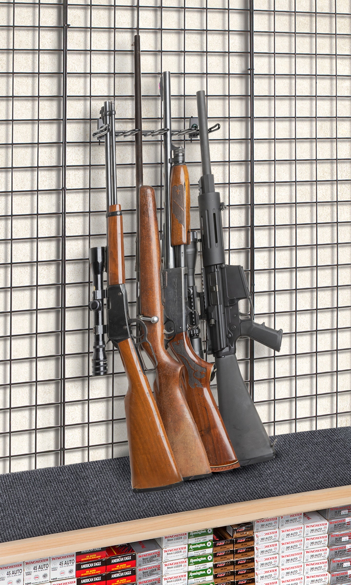 Rackem - 4-Rifle Shelf Display (1’ foot) (Top Only).