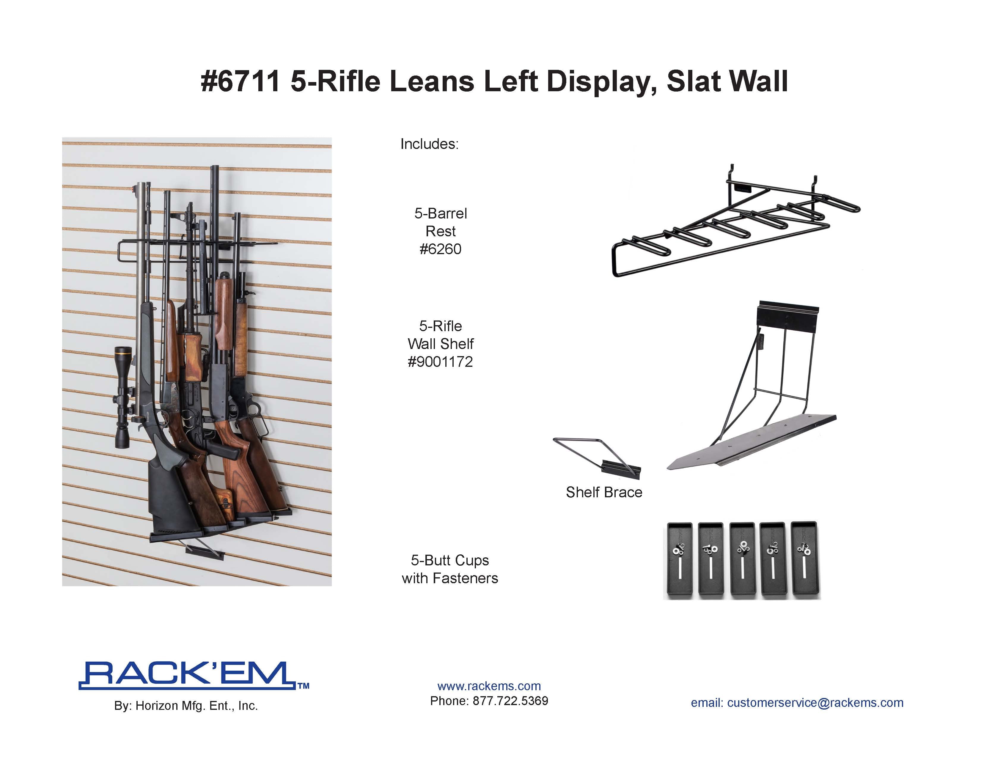 Rackem - 5-Rifle Leans Right/Left Display,Max Capacity 5