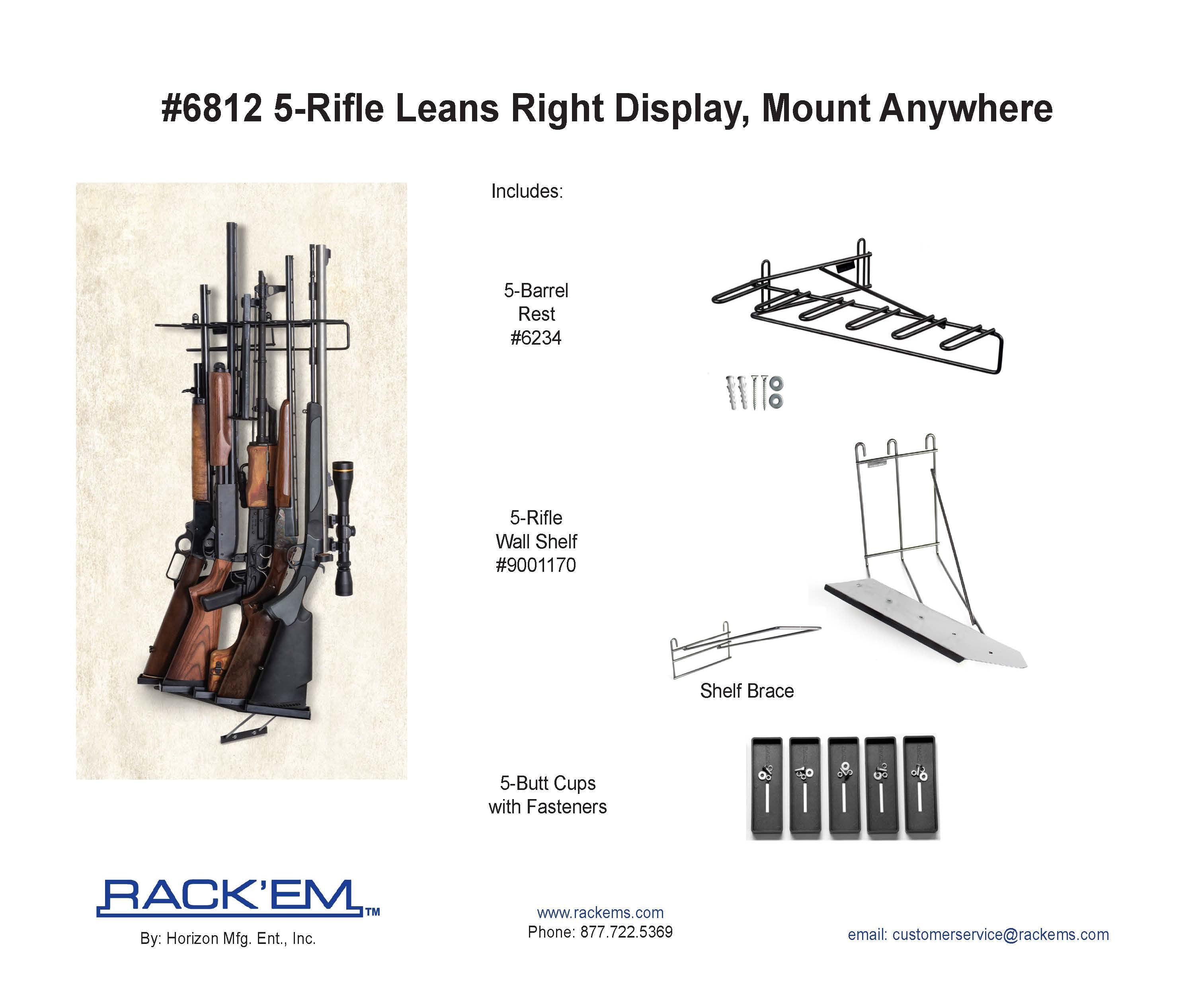 Rackem - 5-Rifle Leans Right/Left Display,Max Capacity 5