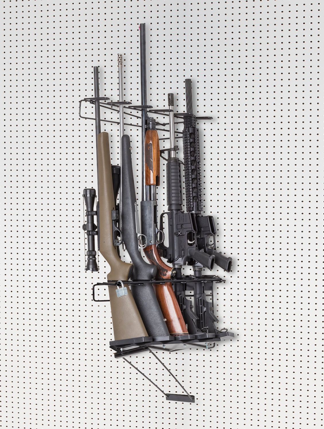 Rackem - 5-Rifle Leans Right/Left Locking Display Peg Board