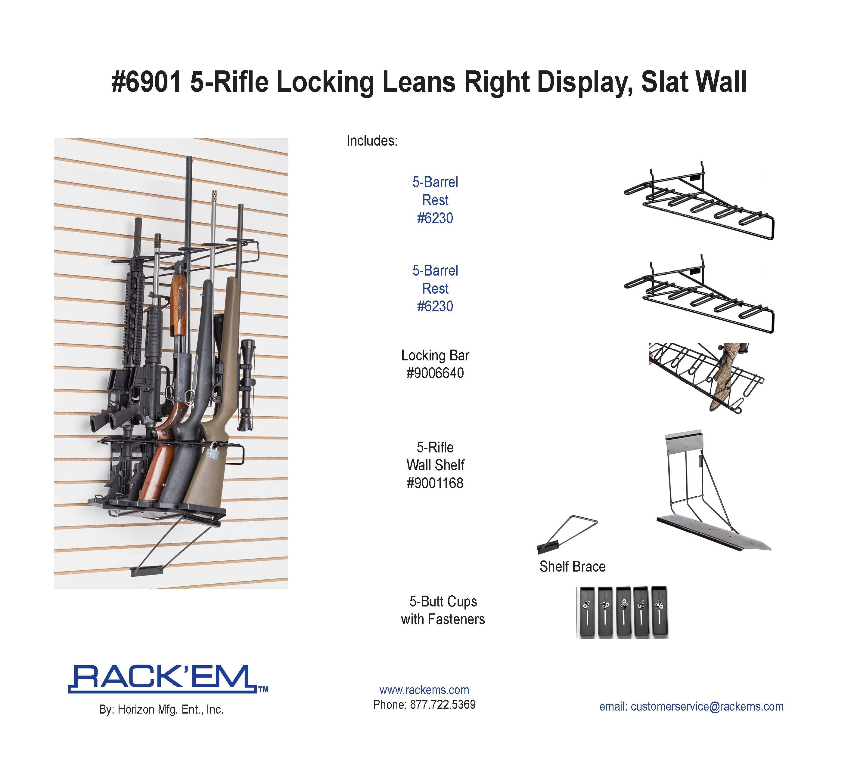 Rackem - 5-Rifle Leans Right/Left Locking Display Max