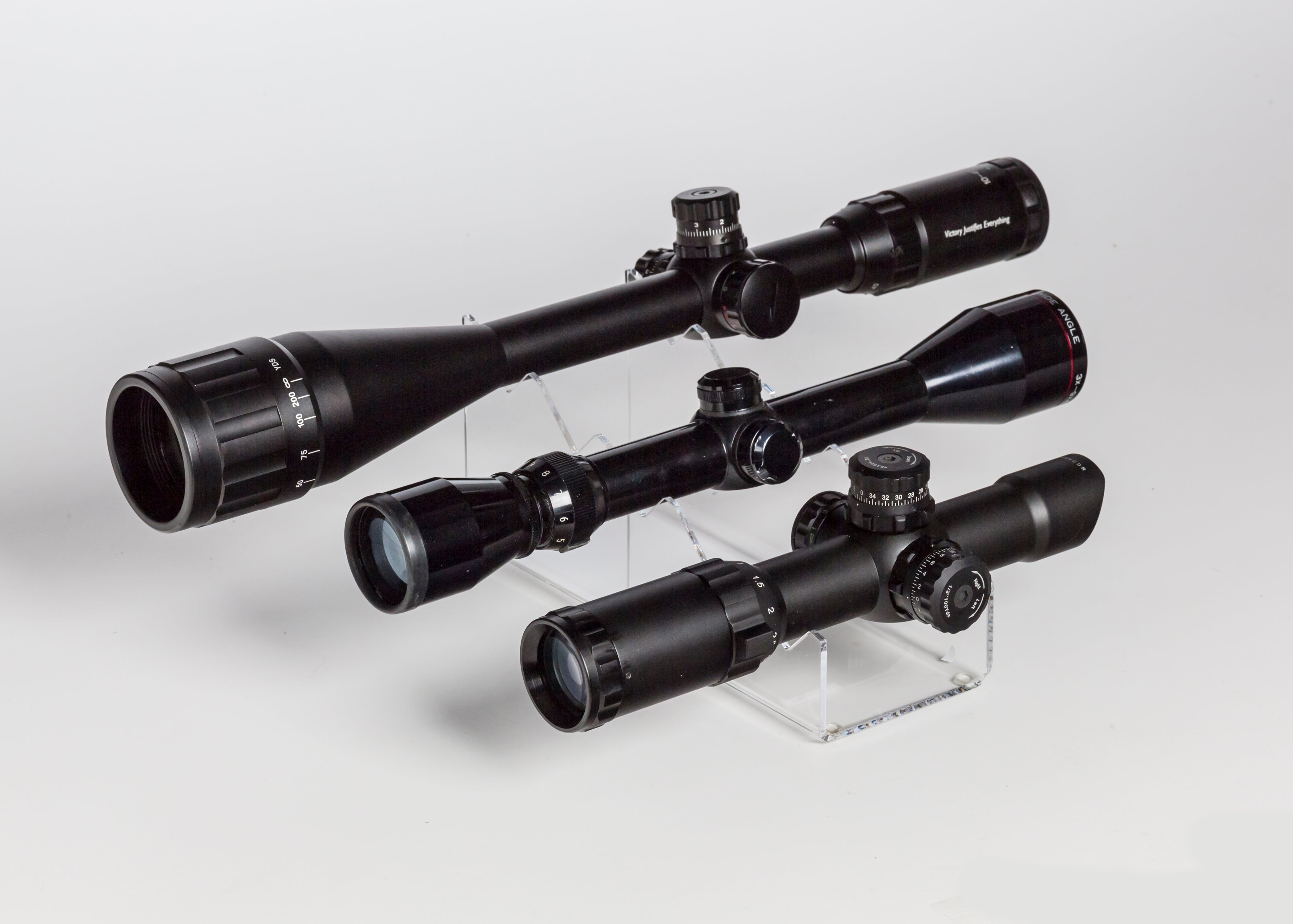 5 Suppressor Waterfall Acrylic Display (also holds 3 Scopes) 3.5 "W x 8.5"D x 3"H (SKU: 6465)