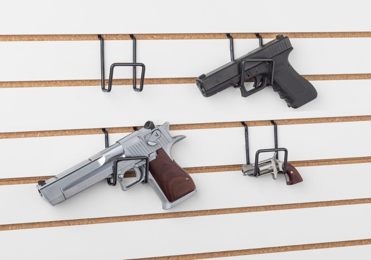 Compact/Full Size – Pistol/Rifle Display (1 Pc) Slat Wall/Peg Board (SKU: 6153)