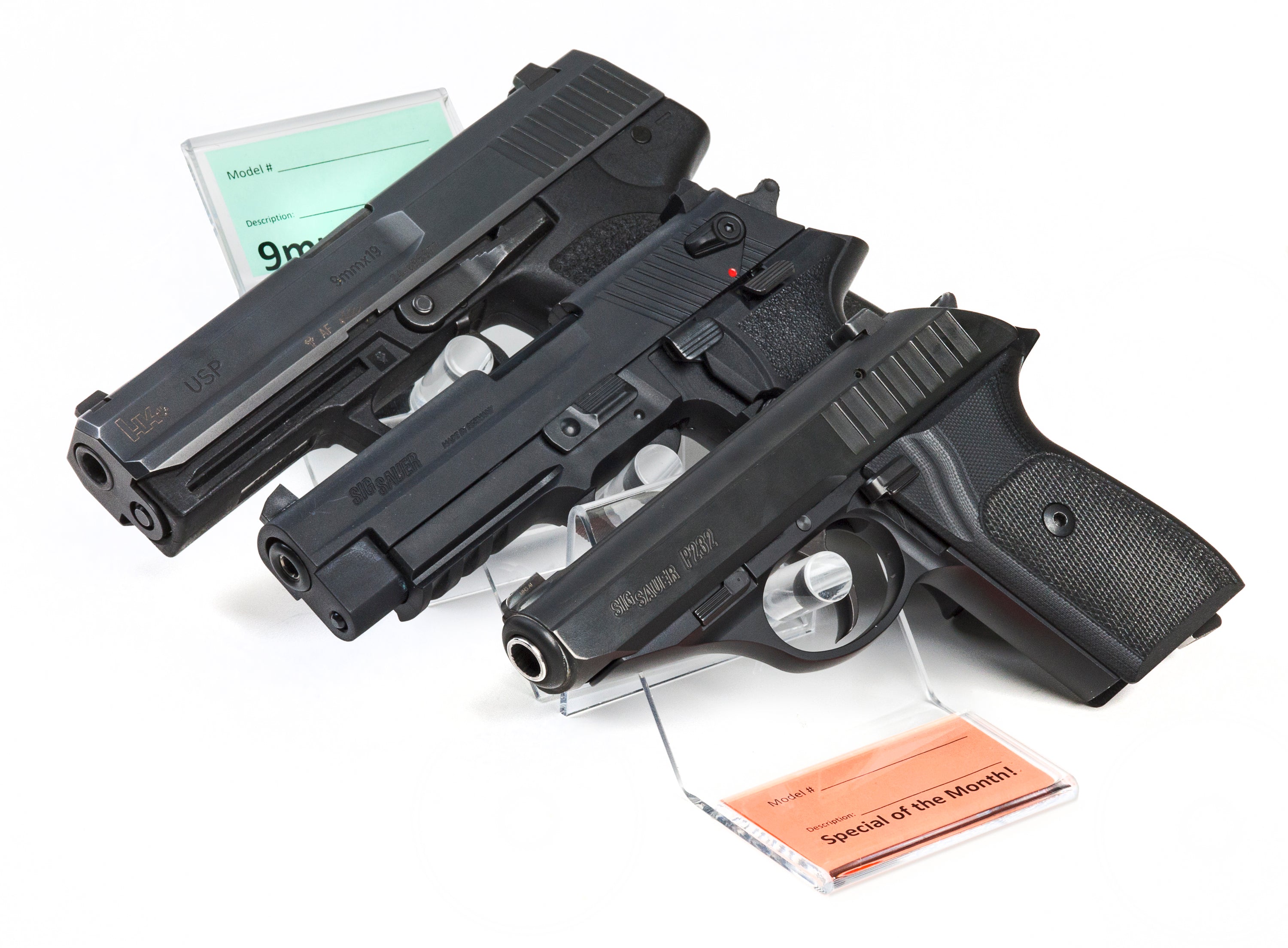 Front Tag Clear Acrylic Pistol Display (SKU: 6311-10)