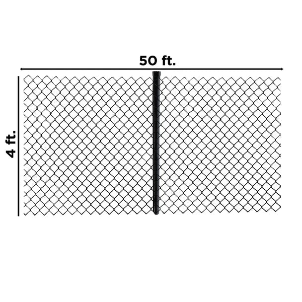 Rackem Galvanized Steel Chain Link Fence – Complete Kit – 4x50 ft. – 9.5 AW Gauge - Black