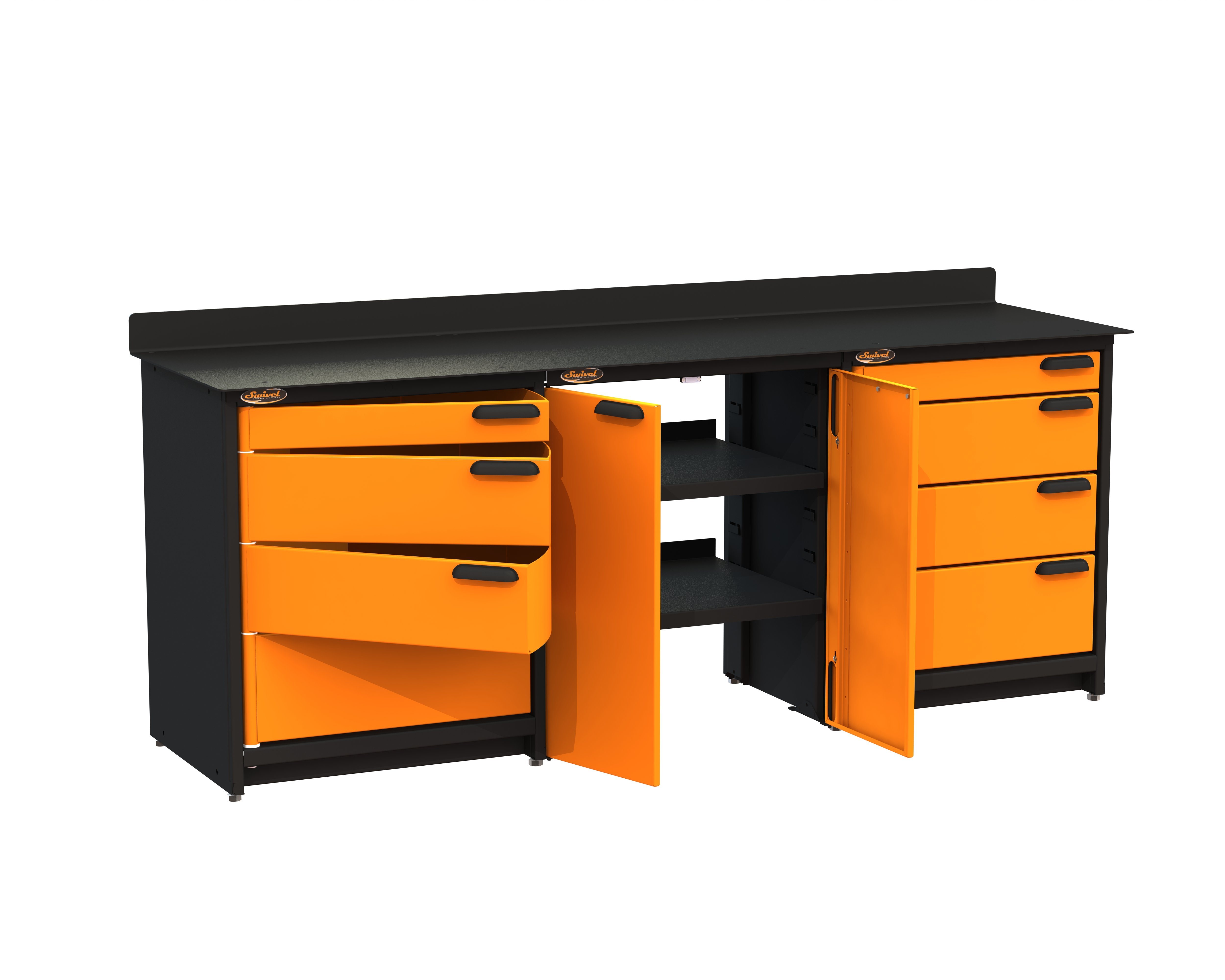 Swivel 2 X 30 " Adj. Height Shelves & Mounting Brackets W/ 2 X 15" Doors (Req. Base Unit On Each End)