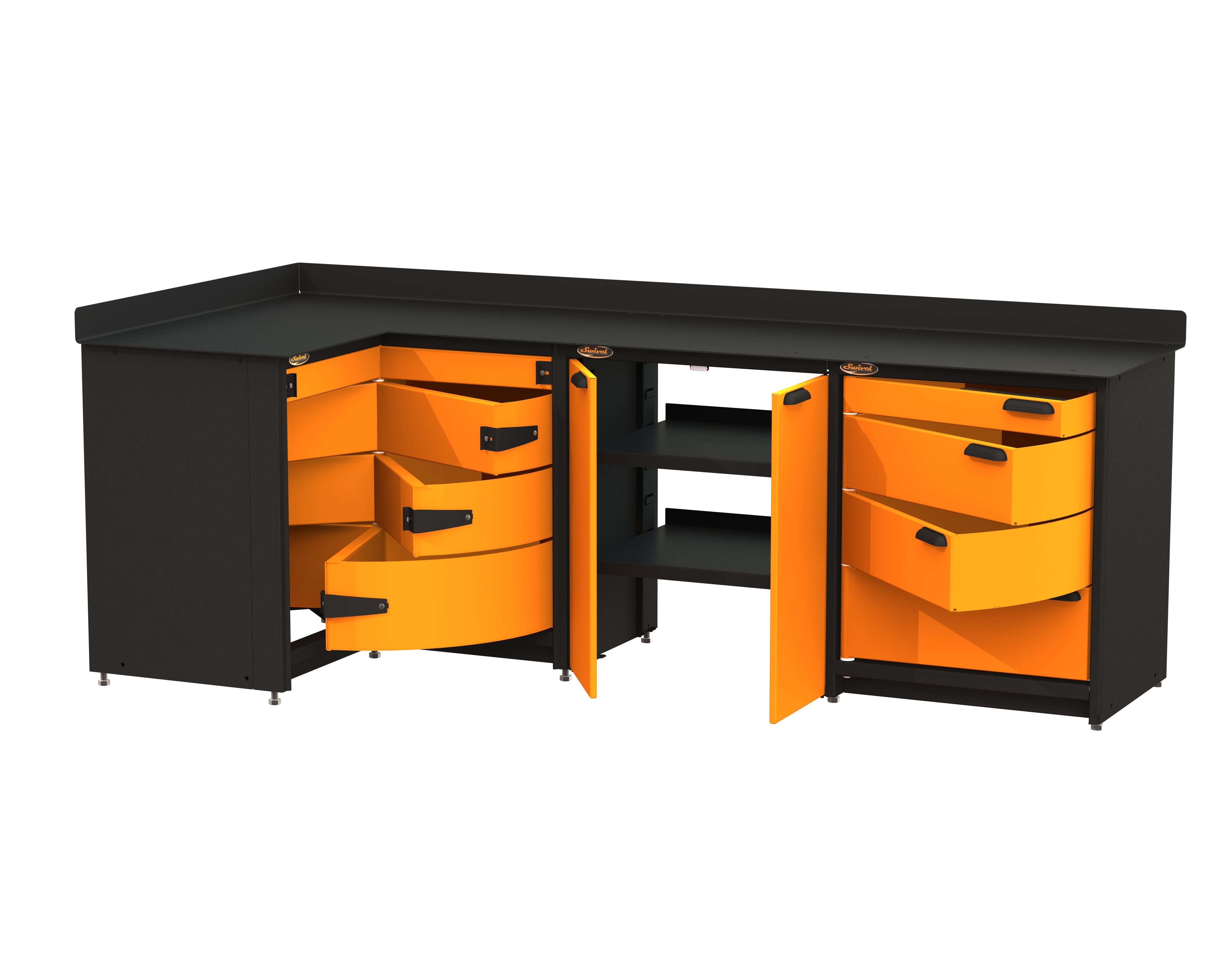 Swivel 2 X 30 " Adj. Height Shelves & Mounting Brackets W/ 2 X 15" Doors (Req. Base Unit On Each End)