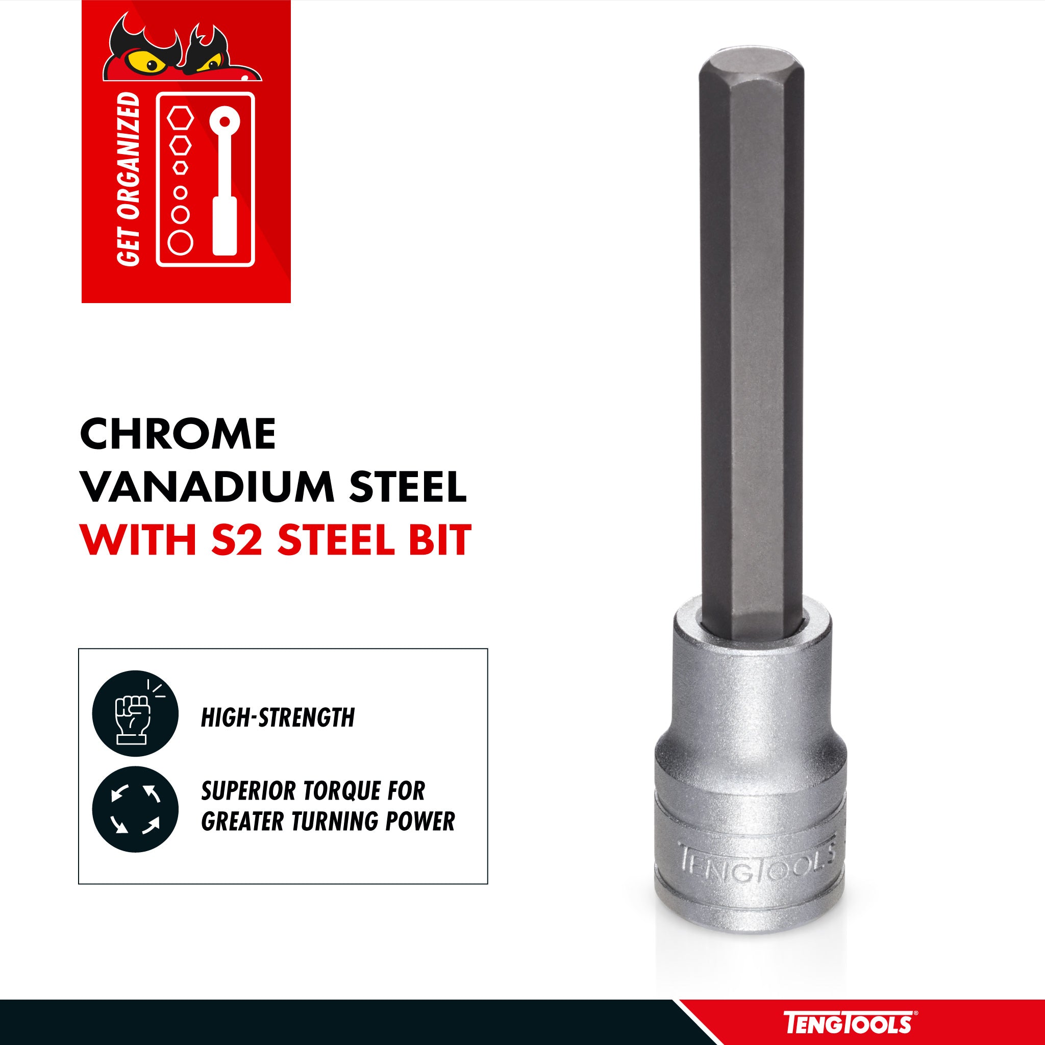 Teng Tools 1/2 Inch Drive 4.5 Inch Long Chrome Vanadium Hex