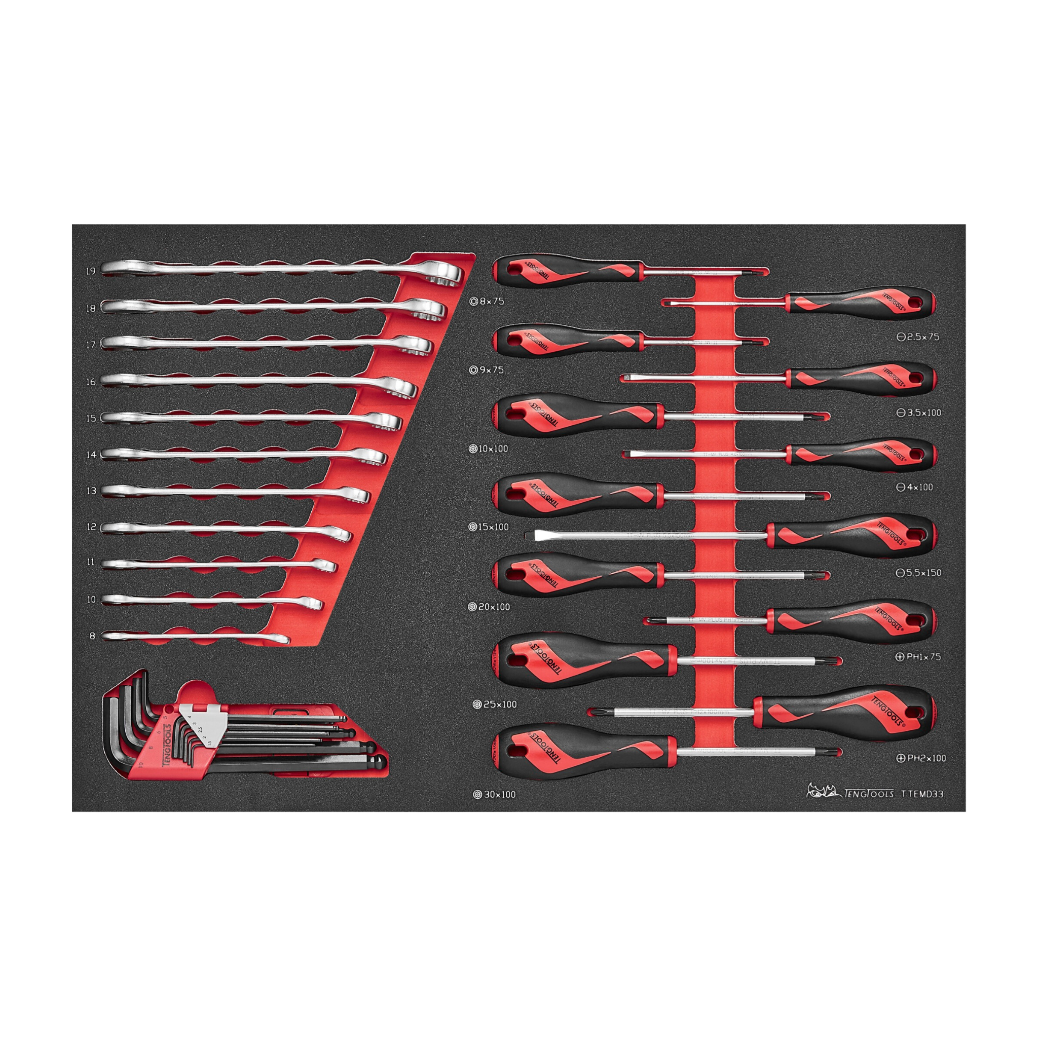 Teng Tools 174 Piece Complete Mixed EVA Foam 7 Drawer