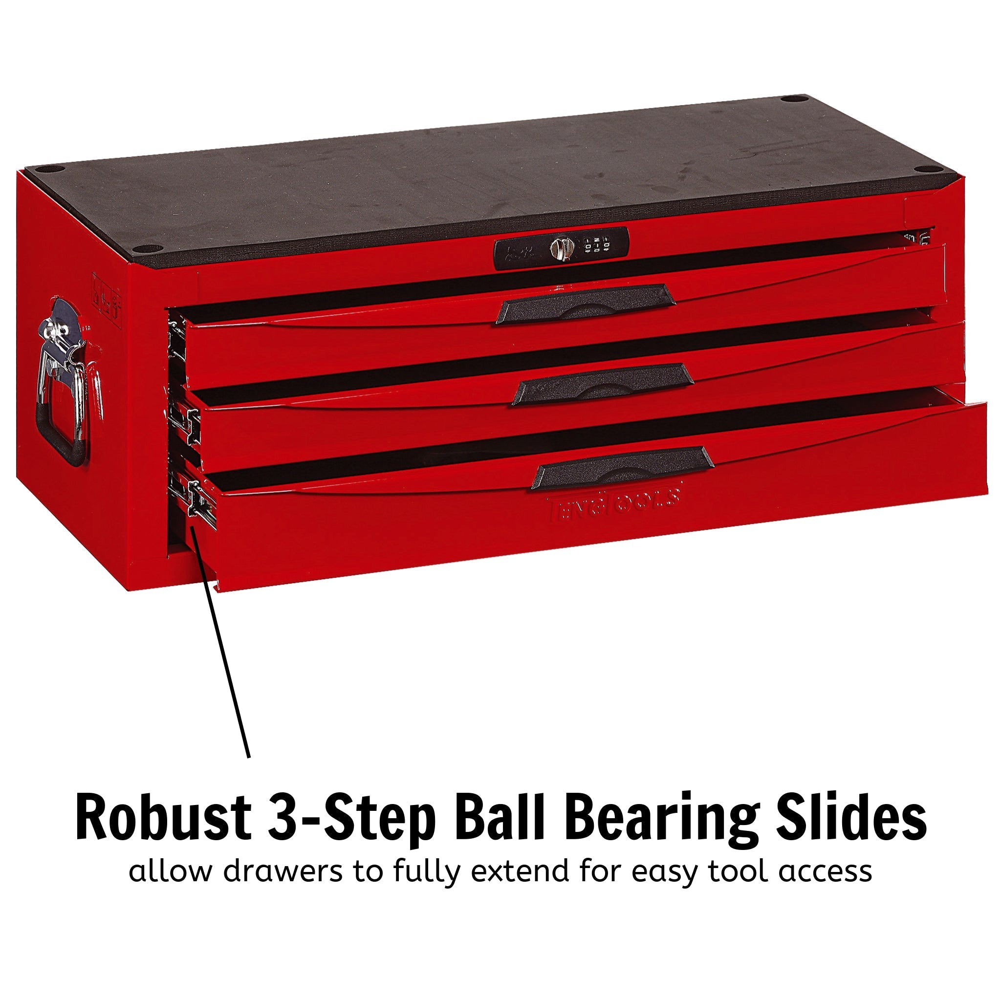 Teng Tools 3 Drawer 26 Inch Wide Red Portable Steel