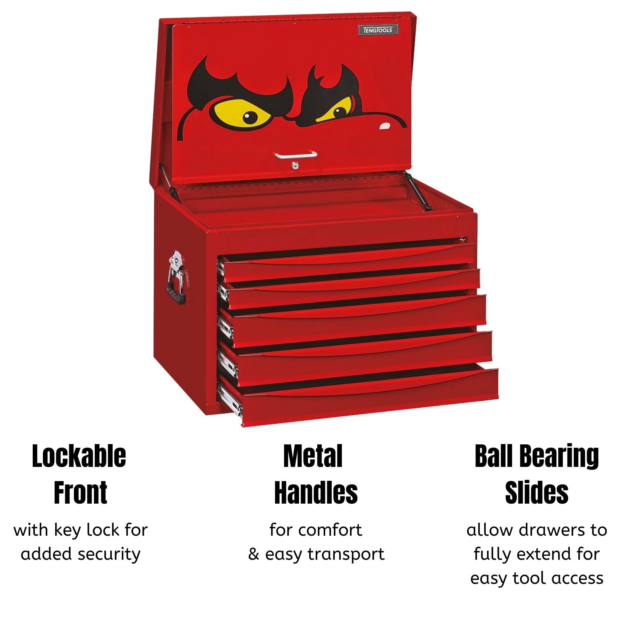 Teng Tools 5 Drawer Professional Steel Lockable Red SV Series Deep Top Box - TC805SV