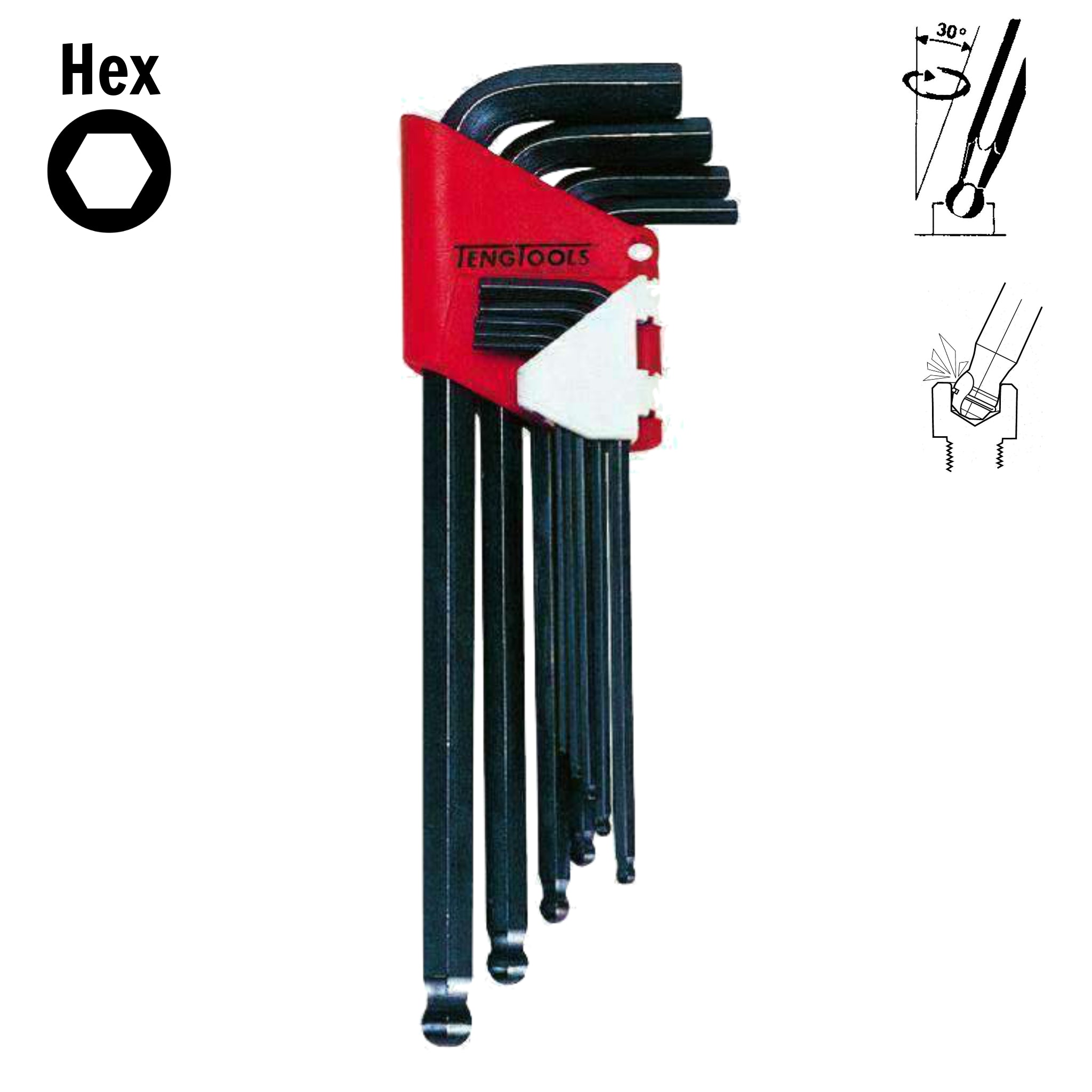 Teng Tools 9 Piece Black Metric Ball Point Hex Key / Allen
