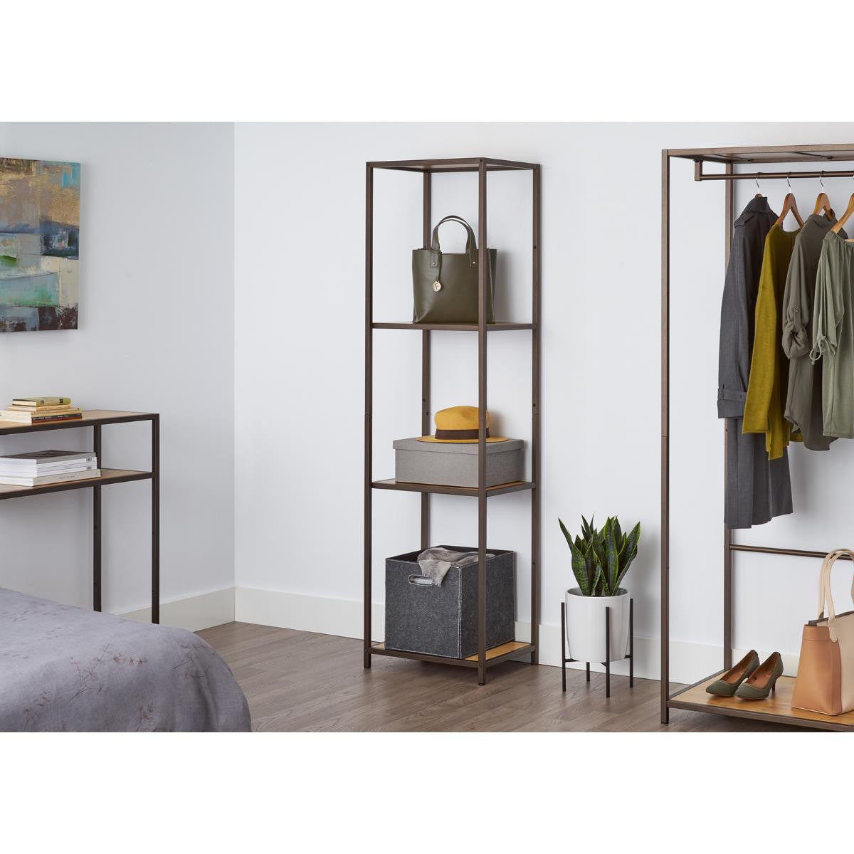 Trinity 4-Tier 15x20x72 Bamboo Shelving Tower Bronze Anthracite®