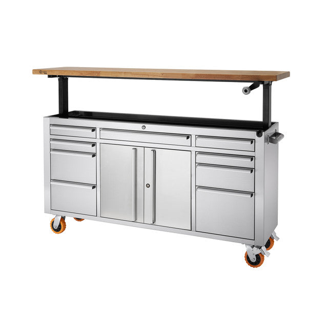 Trinity 72x19 Stainless Steel Rolling Workbench Adjustable