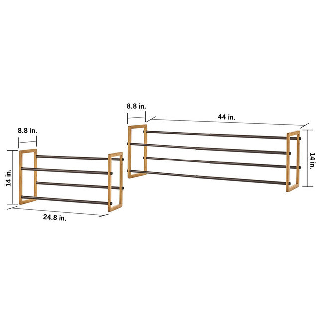 Trinity BASICS® 2-Tier Expandable Shoe Rack 2-Pack Bamboo