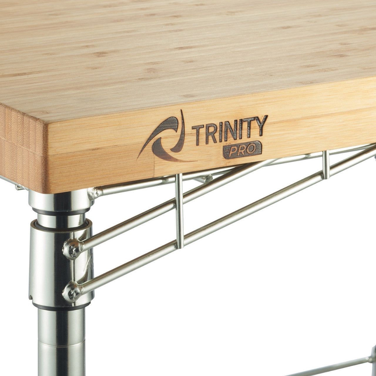 Trinity PRO EcoStorage® Expandable Bamboo Top Kitchen Cart