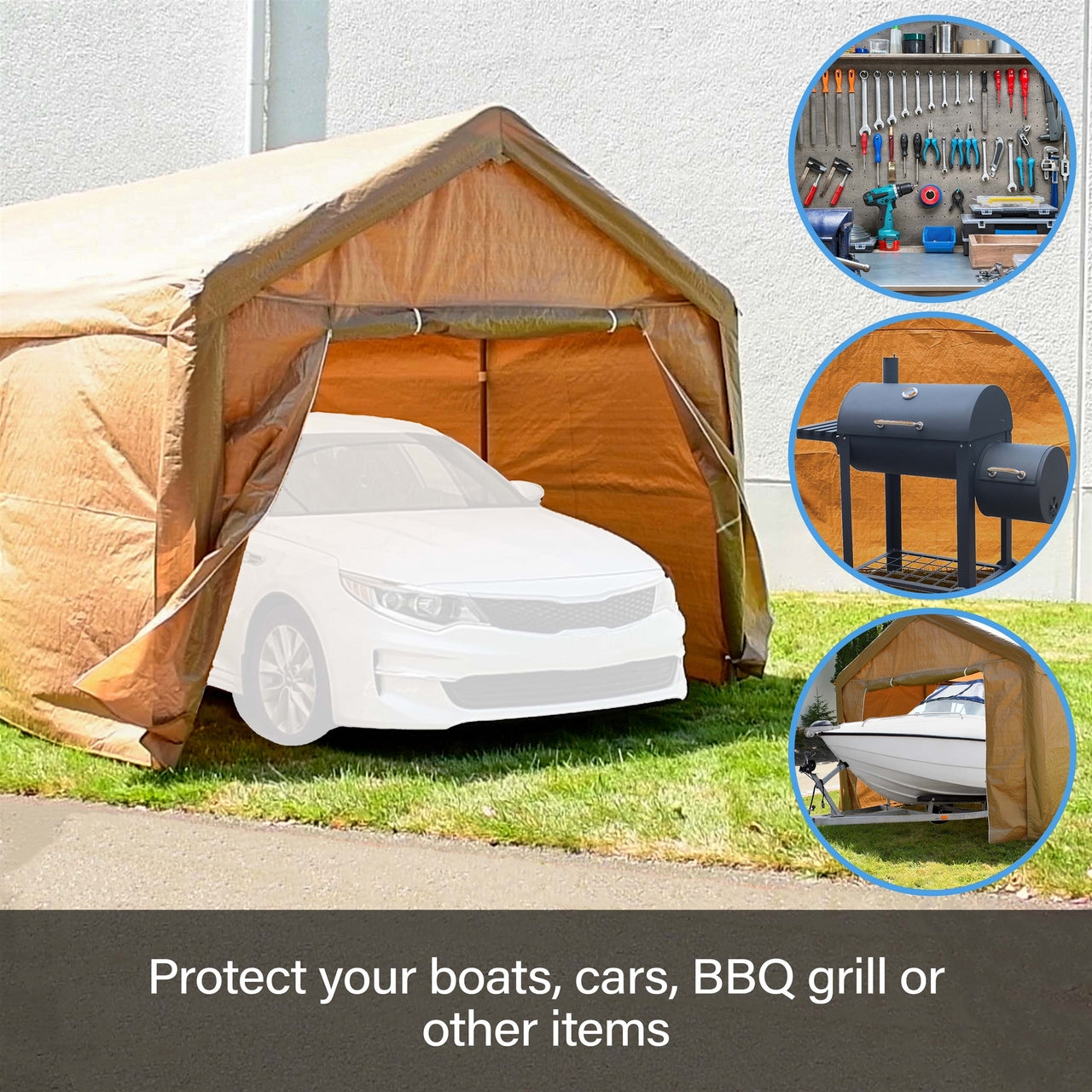 outdoor cover tent Aleko 10 x 20 ft. Heavy Duty Outdoor Gazebo Carport Canopy Tent with Sidewalls, Beige