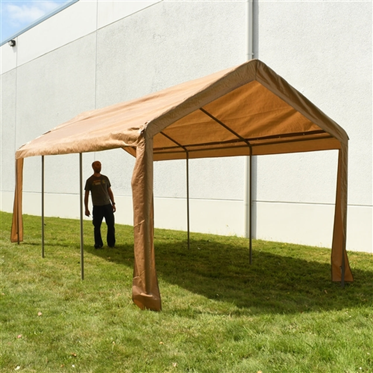 heavy duty canopy tent Aleko 10 x 20 ft. Heavy Duty Outdoor Gazebo Carport Canopy Tent with Sidewalls, Beige