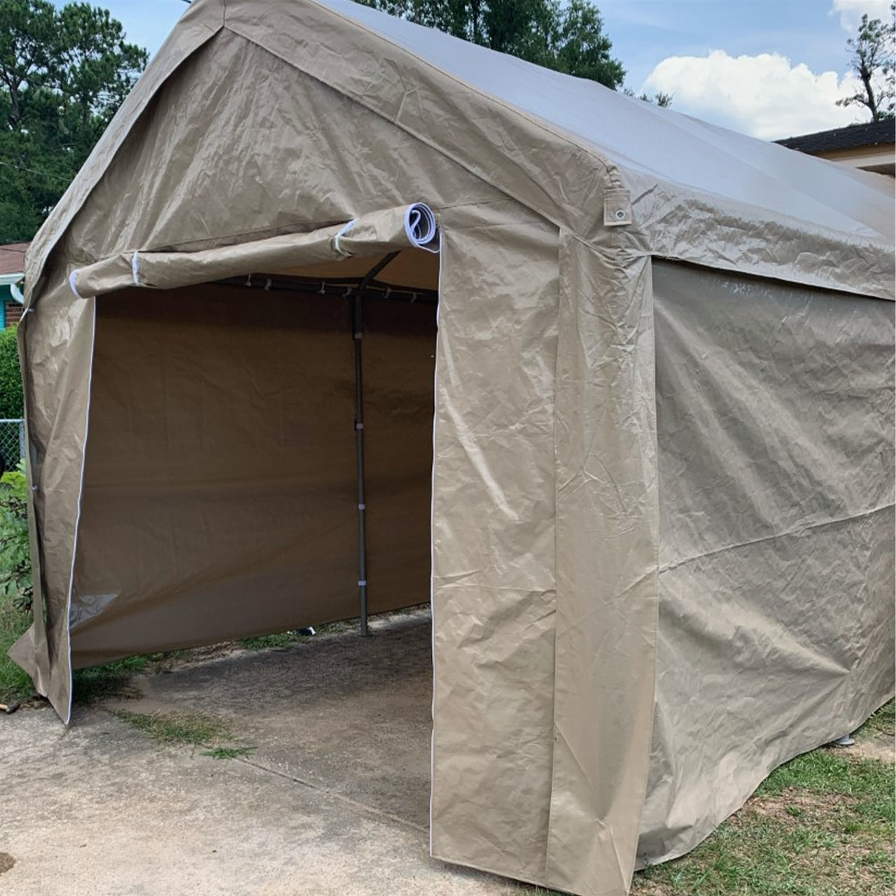 car canopy tent Aleko Heavy Duty Outdoor Canopy Carport Tent in Gray