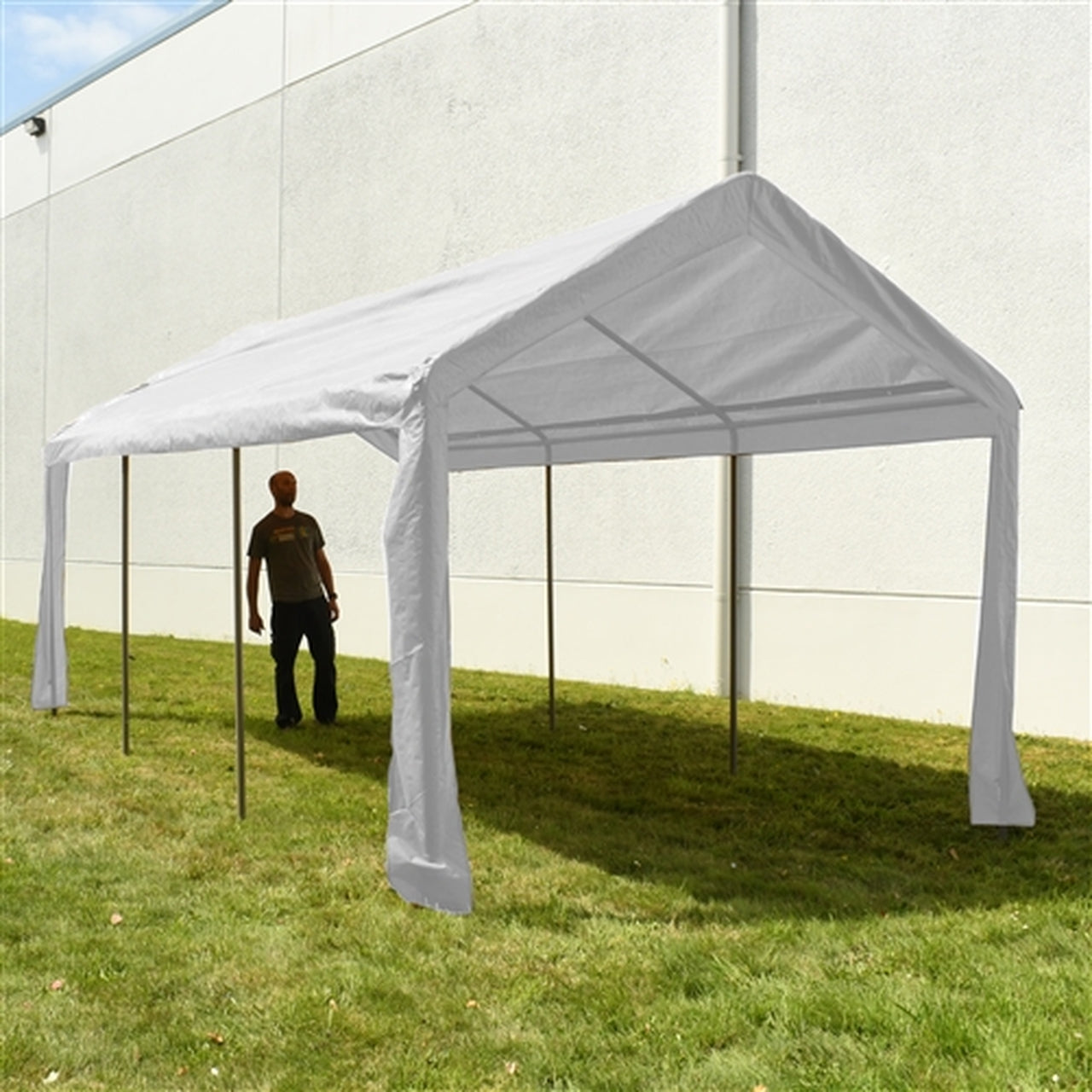 pop up carport tent Heavy Duty Outdoor Canopy Carport Tent Aleko Color: White