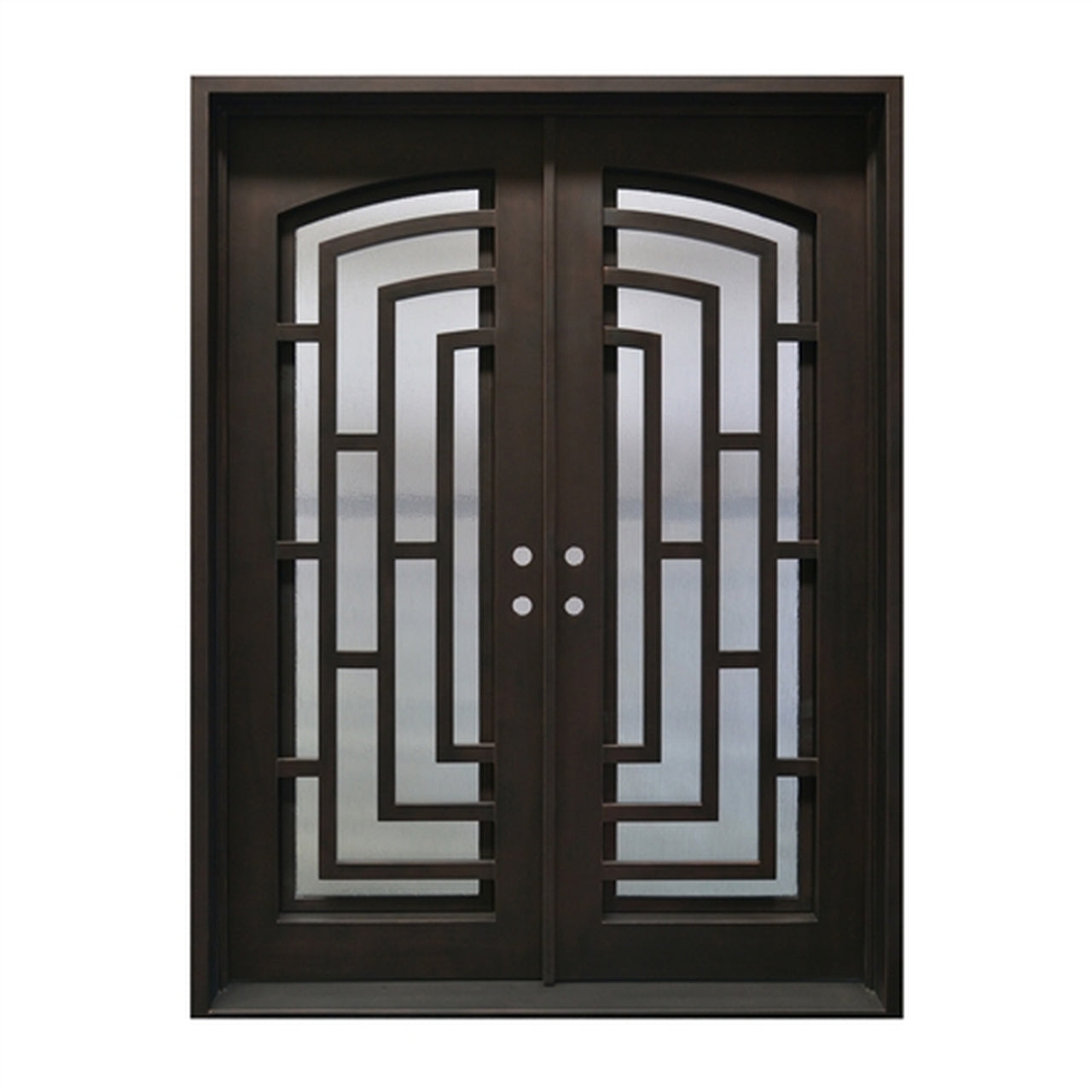 Aleko Doors Iron Square Top Modern Dual Door with Frame and