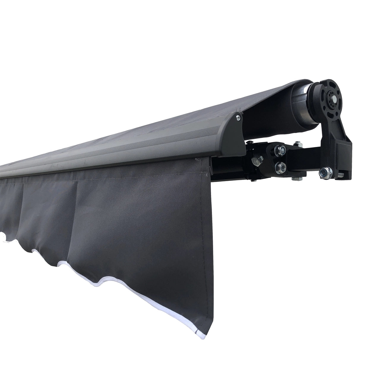 Aleko Motorized Retractable Black Frame Patio Awning 10 x 8 Feet - Gray