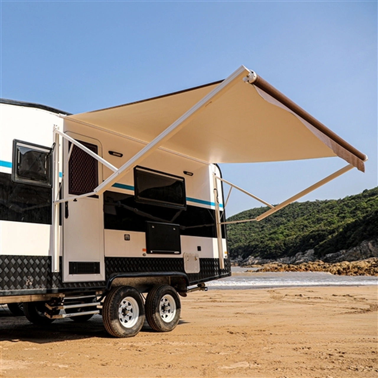 Aleko Motorized Retractable RV Awning - 10 x 8 Feet - Brown