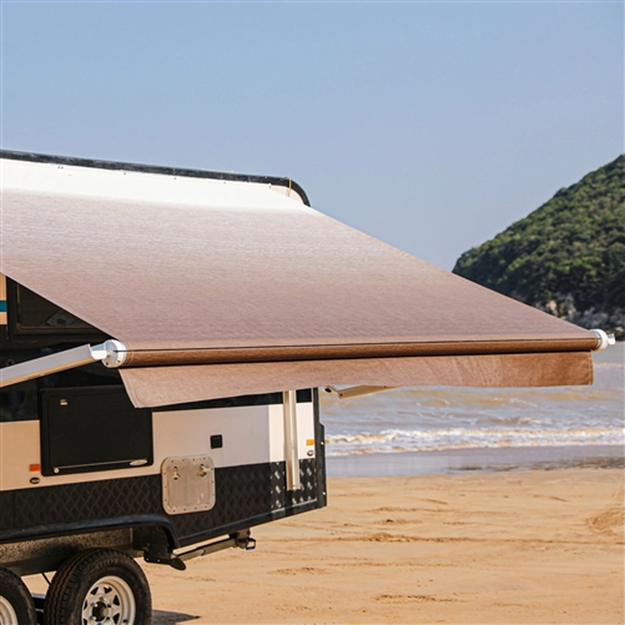 Aleko Motorized Retractable RV Awning - 10 x 8 Feet - Brown