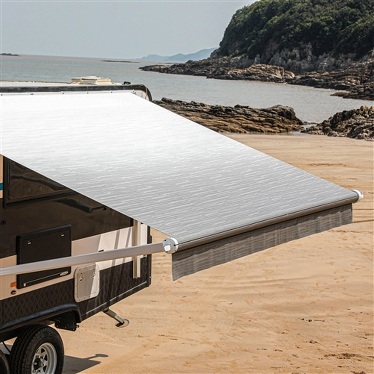 Aleko Motorized Retractable RV Awning - 12 x 8 Feet - Grey