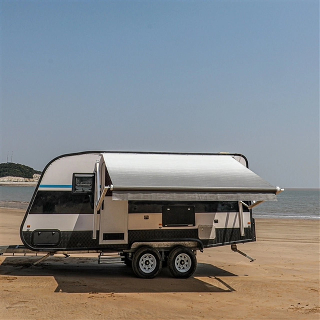 Aleko Motorized Retractable RV Awning - 12 x 8 Feet - Grey