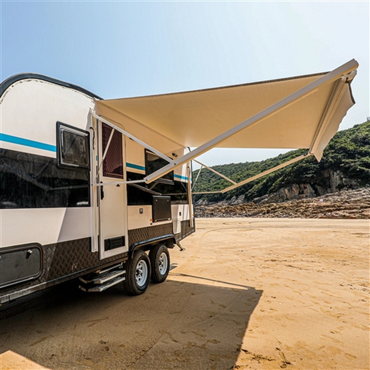 Aleko Motorized Retractable RV Awning - 12 x 8 Feet - Grey