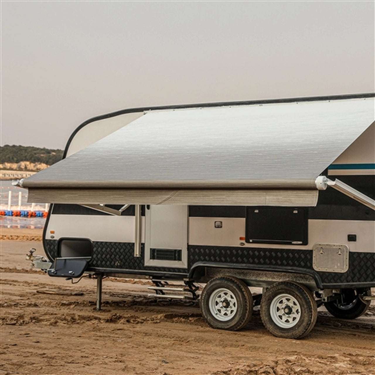 Aleko Motorized Retractable RV Awning - 12 x 8 Feet - Grey